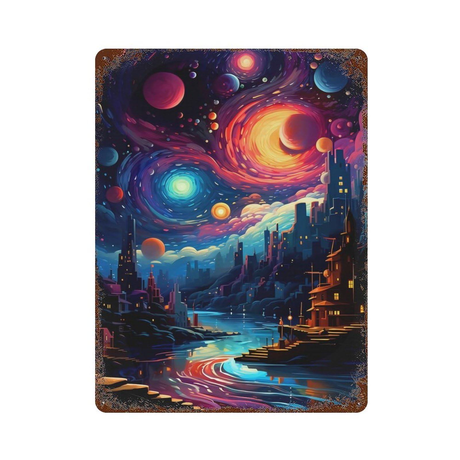 Dream Land Rust Effect Tin Sign 15.7"x11.8", Ideal for Garage, Bar And Workshop Decor