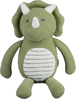 100% Organic Cotton Baby Stuffed Animals | 7.1" Green Dinosaur Plush for Newborn