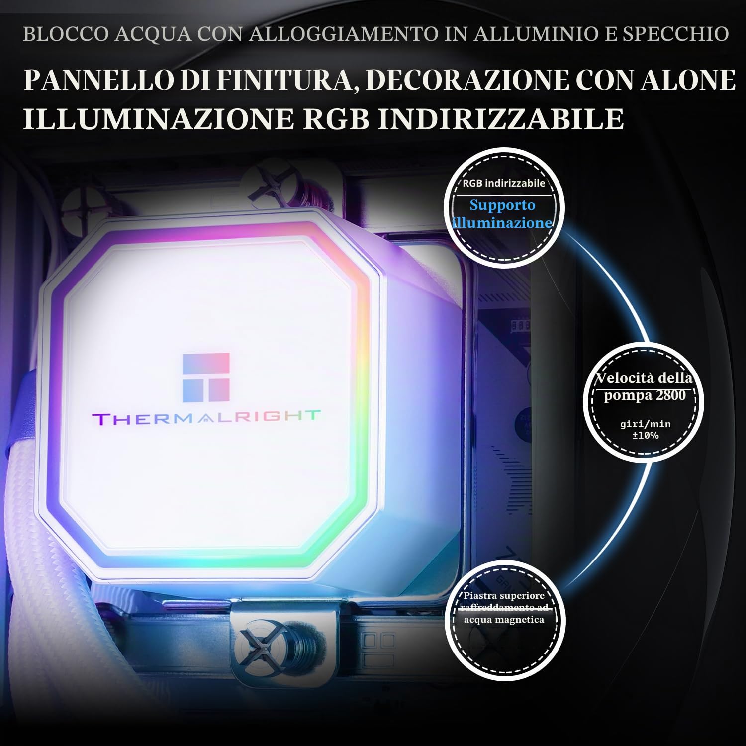 TR Frozen Prism 240 White ARGB Raffreddatore liquido CPU con ventola PWM da 120 mm,Dissipatore di calore per refrigeratore d'acqua integrato per AMD/AM4/AM5, INTEL 1700/1150/1151/1200/2011
