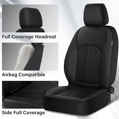 Miniatura 3 de Coverado Fundas universales de cuero para asientos delanteros, paquete de 2 fundas de asiento para SUV, camioneta, sedán, interior de vehículos