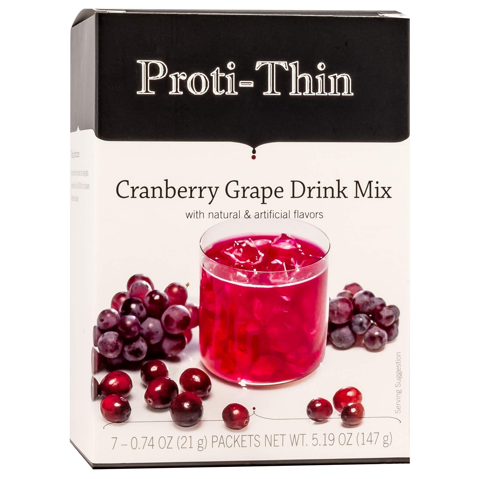 Proti-ThinHigh Protein Cranberry Grape Instant Drink Mix, 15g Protein, Low Calorie, Low Carb, Fat Free, Sugar Free, KETO Diet Friendly, Ideal Protein Compatible, 7 Servings/Box