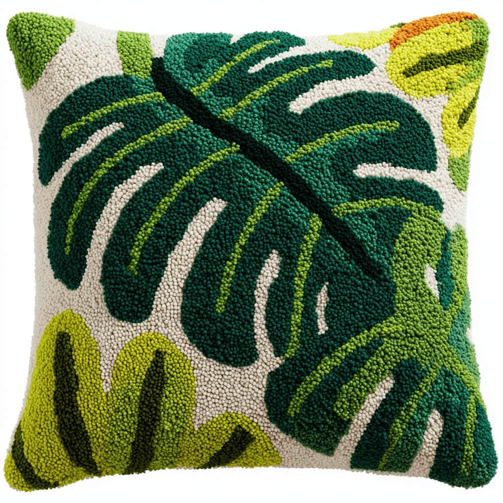 Kitquiver Latch Hook Rug Kits for Adults Leaf DIY Latch Hook Cushion Cross-Stitch Embroidery Cushion Cover for Home Sofa Decoration 17X17 in.