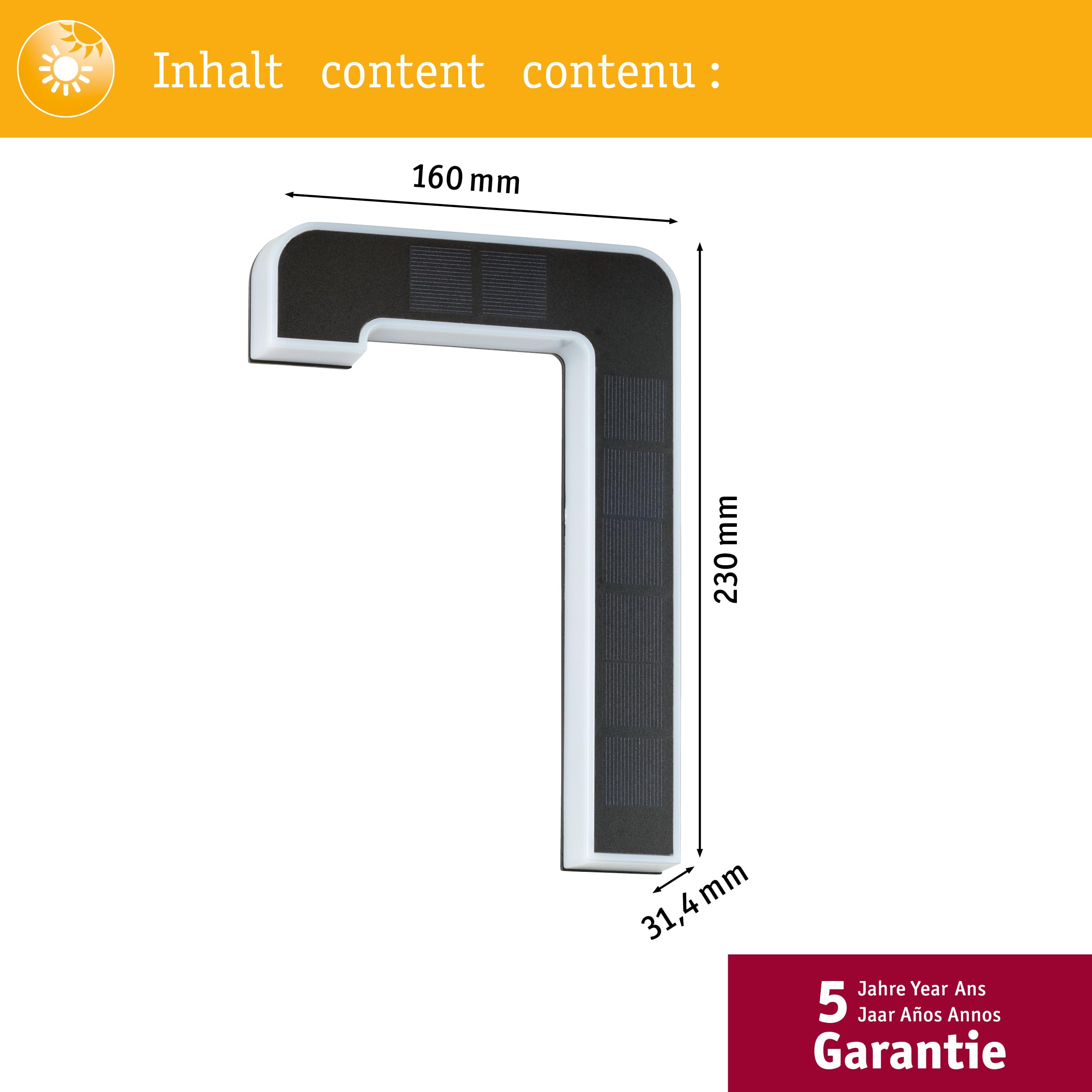 Paulmann 79848 LED Solar Hausnummer 7 IP44 Warmweiß Akku wechselbar Solarleuchte, Solarlampe Kunststoff 3000 K, Schwarz, Incl. 1x0,2 Watt - Einheitsgröße