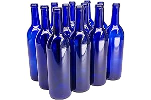 North Mountain Supply 750 ml Cobalt Blue Glass Bordeaux Wine Bottles with...