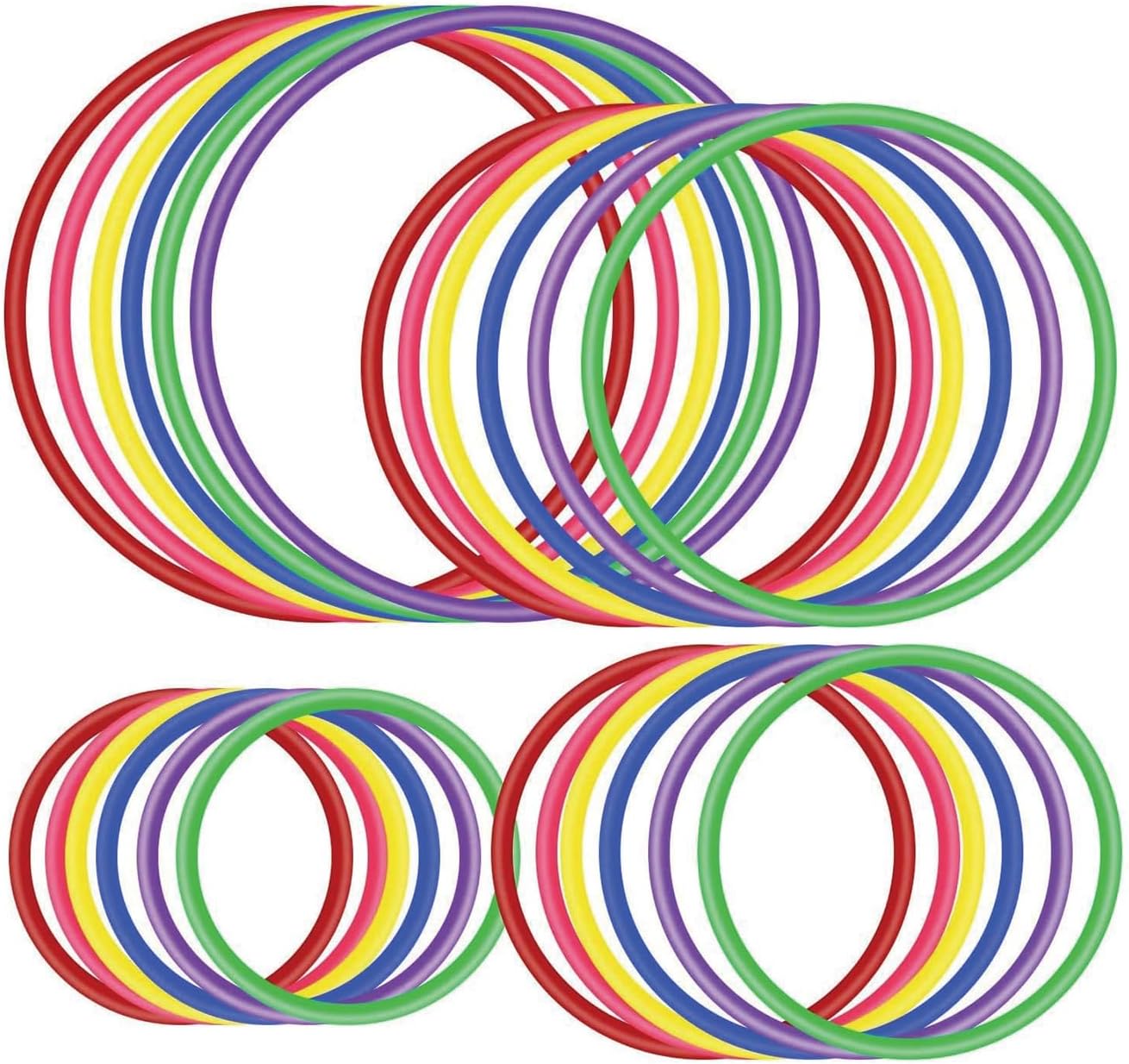 OOTSR 24 Pieces Plastic Toss Rings Set for Ring Toss Game Indoor Outdoor Children's Target Practice Games Party Favour Games Carnival Garden Backyard Game Booth 4 Sizes 6 Colours