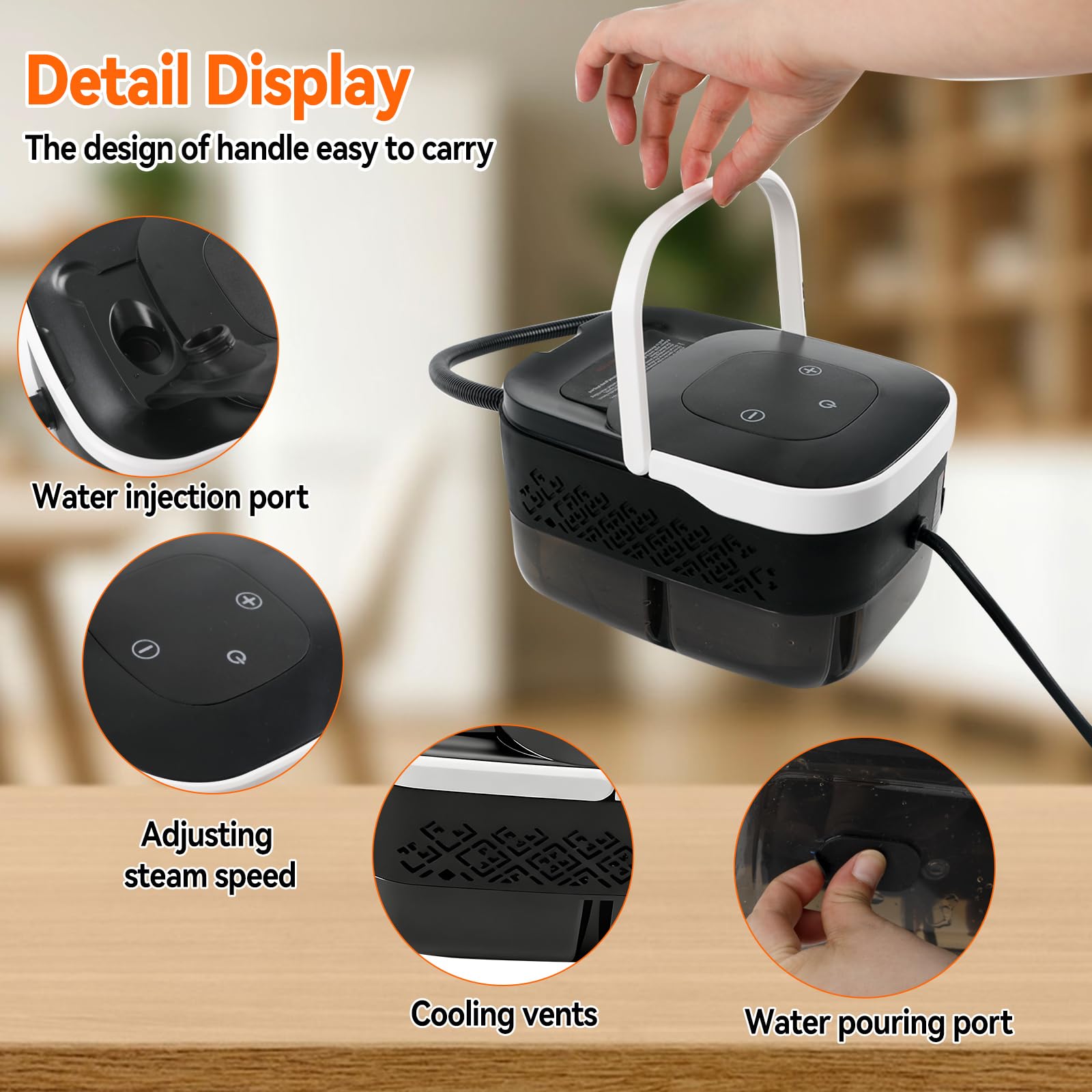 Limpiador de vapor de alta presión, 2500 W, 4 bares, 1250 ml, depósito de 6 niveles, limpiador a presión de alta temperatura, para coche, ventana, cocina, suelo, muebles