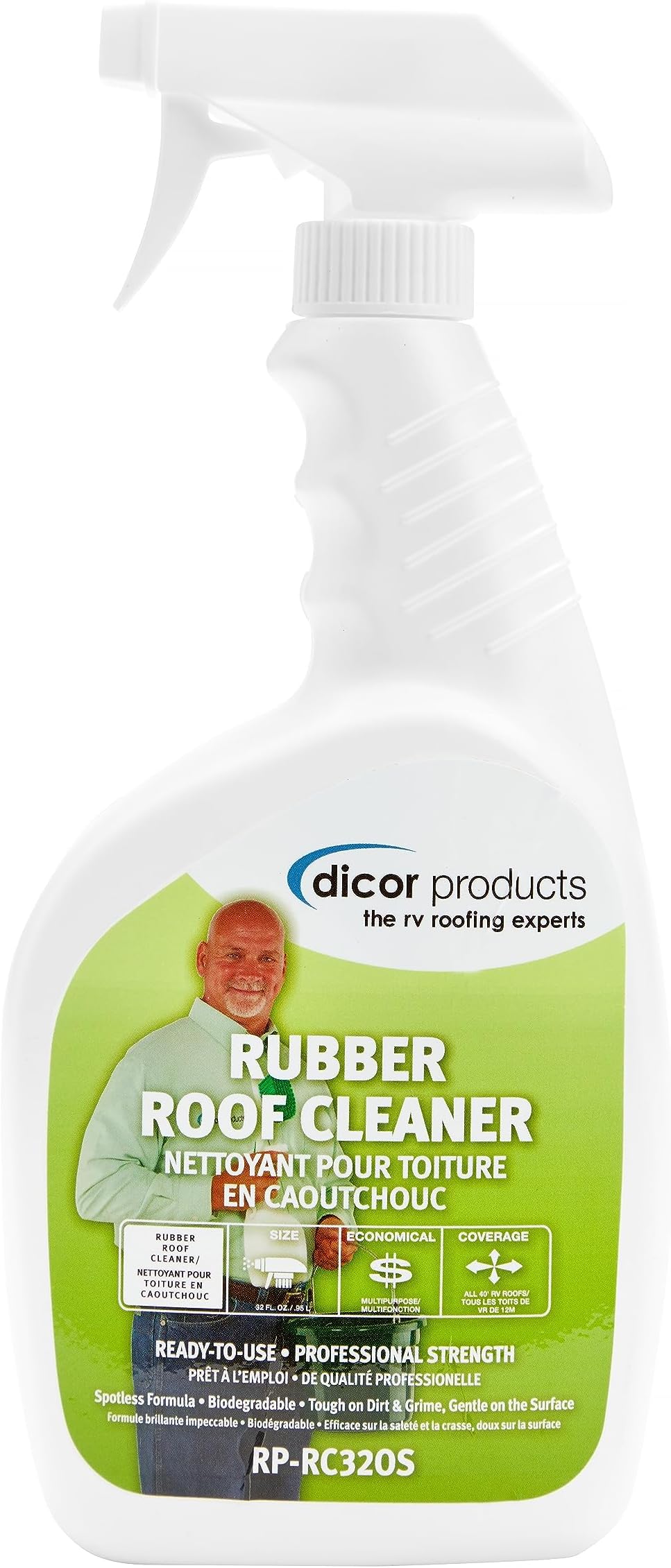 Dicor RP-RC320S Deep Cleaning Rubber RV Roof Cleanser Spray - White - 32 oz