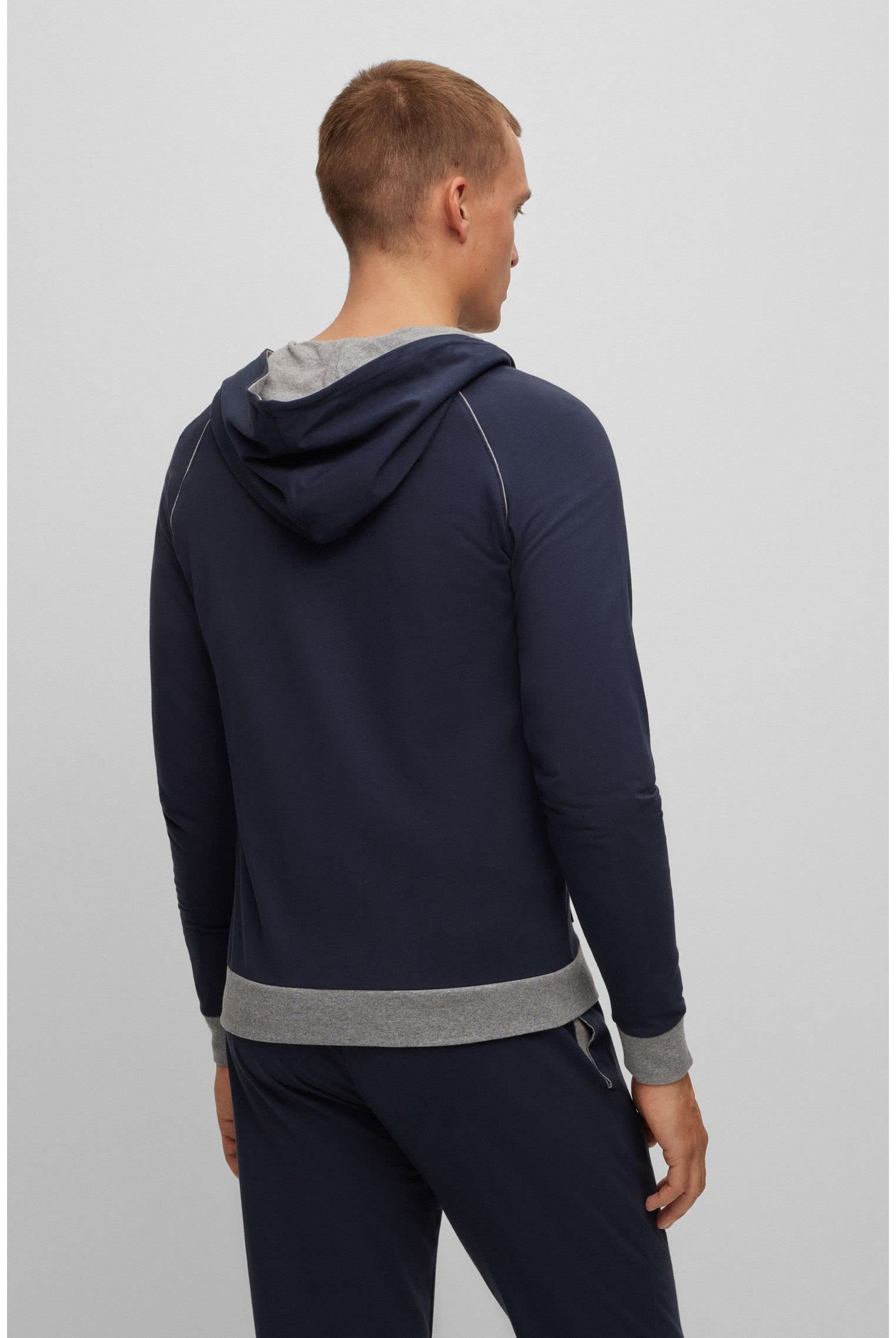 BOSS Herren Mix&Match Jacket H Jacke mit Kapuze aus Stretch-Baumwolle mit Paspeln und Logo