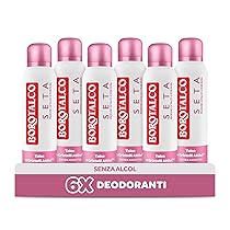 Borotalco Deodorante Seta, Profumo di Talco e Fiori Rosa, Deodorante Donna Spray con Talco a Cristalli Attivi, Tripla Protezione Asciutta per 48 Ore, Senza Alcool – 6 Flaconi da 150 ml