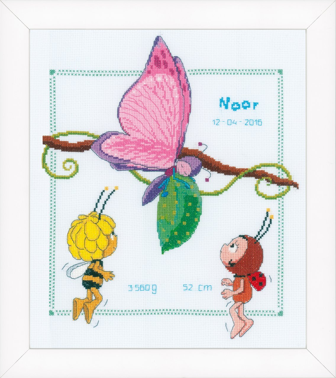 Vervaco Counted Cross Stitch Kit: Birth Record: Maya, Lara & Beatrice