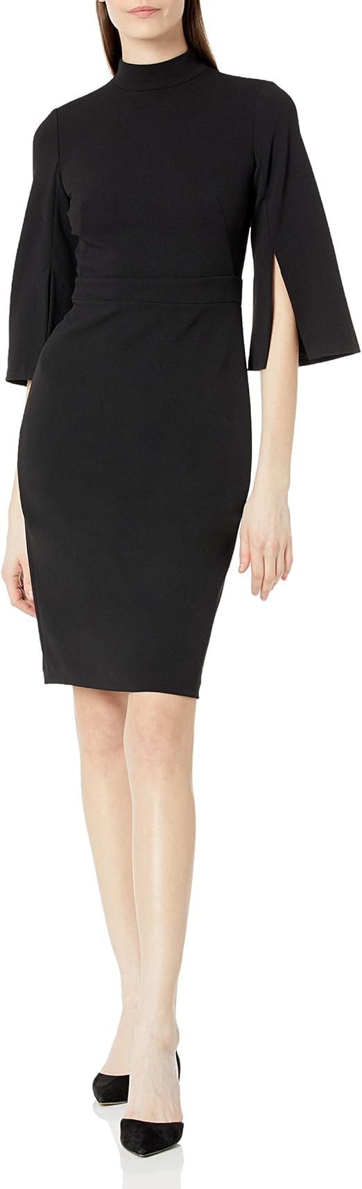 calvin klein split neck sheath dress