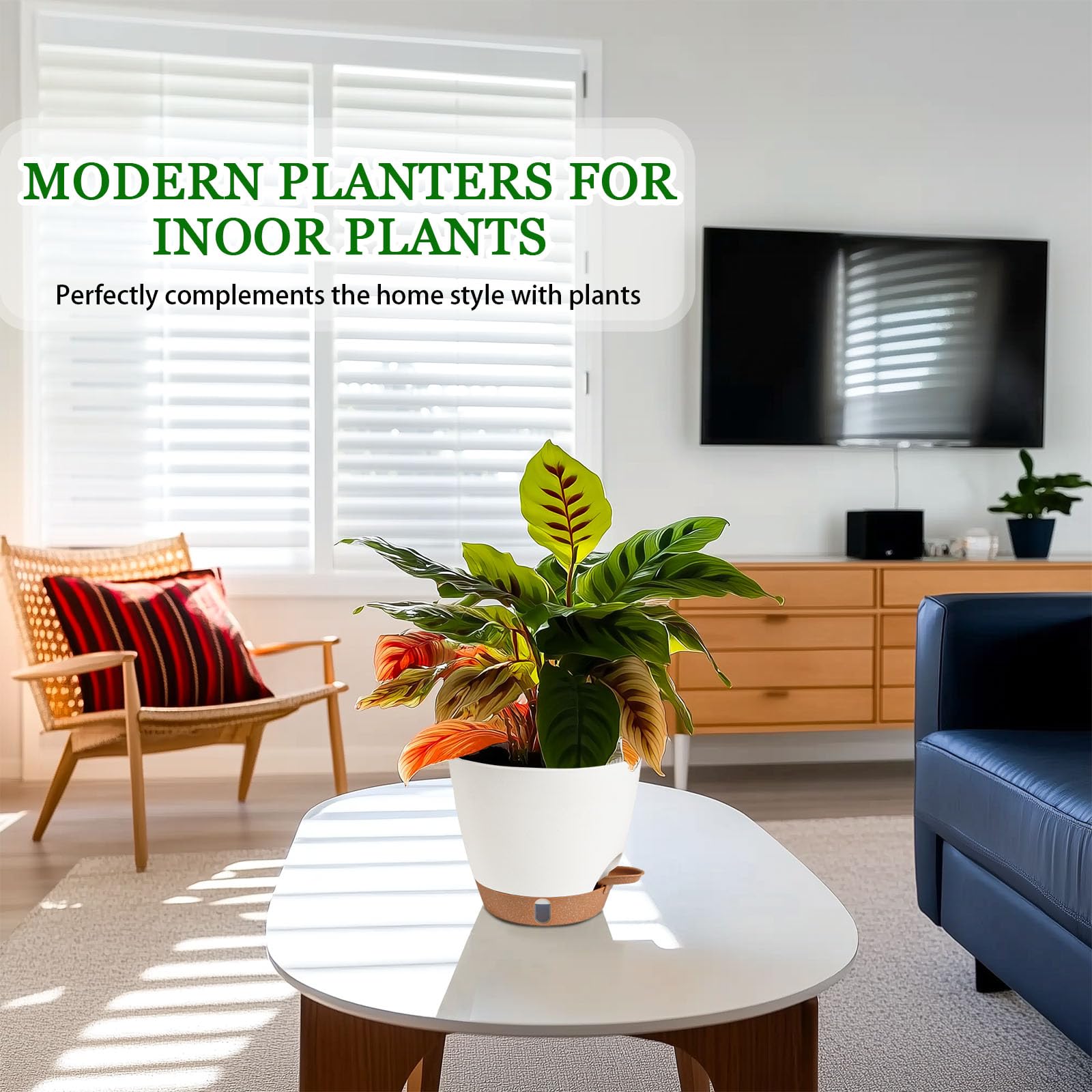 Snapklik.com : Fielda 2 Pack 8 Inch Pots For Plants Indoor, Plastic ...