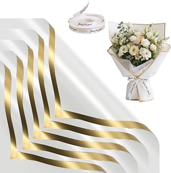 ertlutw Bouquet Wrapping Paper 20 Flower Wrapping Paper Sheets with Ribbon
