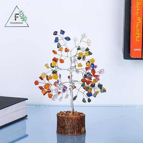 Miniatura 5 de FASHIONZAADI Árbol de dinero bonsái con cristales curativos para chakras, Feng Shui, piedras preciosas naturales, decoración de mesa para el hogar,