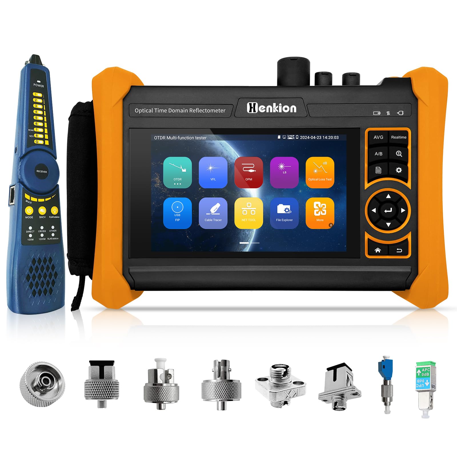 Henkion OTDR Fiber Optic Tester 1310/1550nm 28/26dB Auto/Expert Fiber Test Event Map LS OPM VFL OLS Cable Test Network Tools 5.4