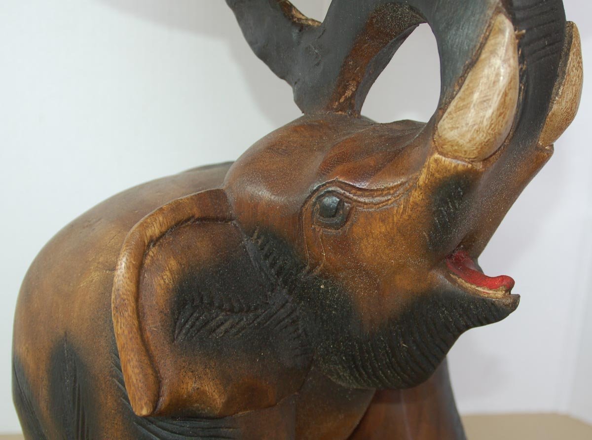 Table Eléphant en Bois, guéridon, décoration intérieure, importée de Thaïlande (10993)
