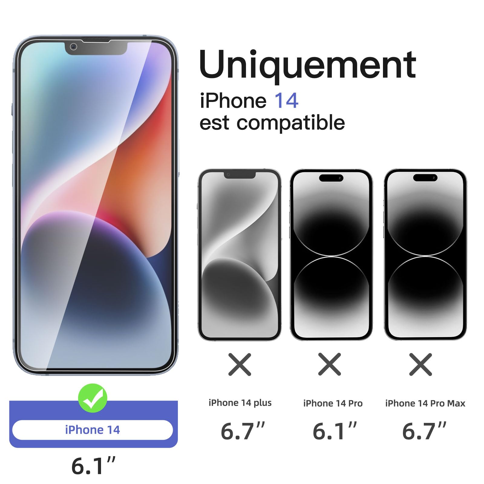 NEW'C Kit de 4, 2 x Verre Trempé Anti-Espion pour iPhone 14 (6,1 Pouces) et 2 x Protection Caméra Arrière - Ultra Résistant - Dureté 9H Glass- Angle de Confidentialité 28 Degrés Amélioré