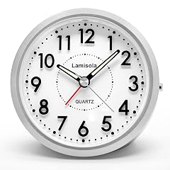 Lamisola 4 Inch Analog Battery Travel Alarm Clocks for Bedrooms, Small Desk Clock, Alarm Clocks for