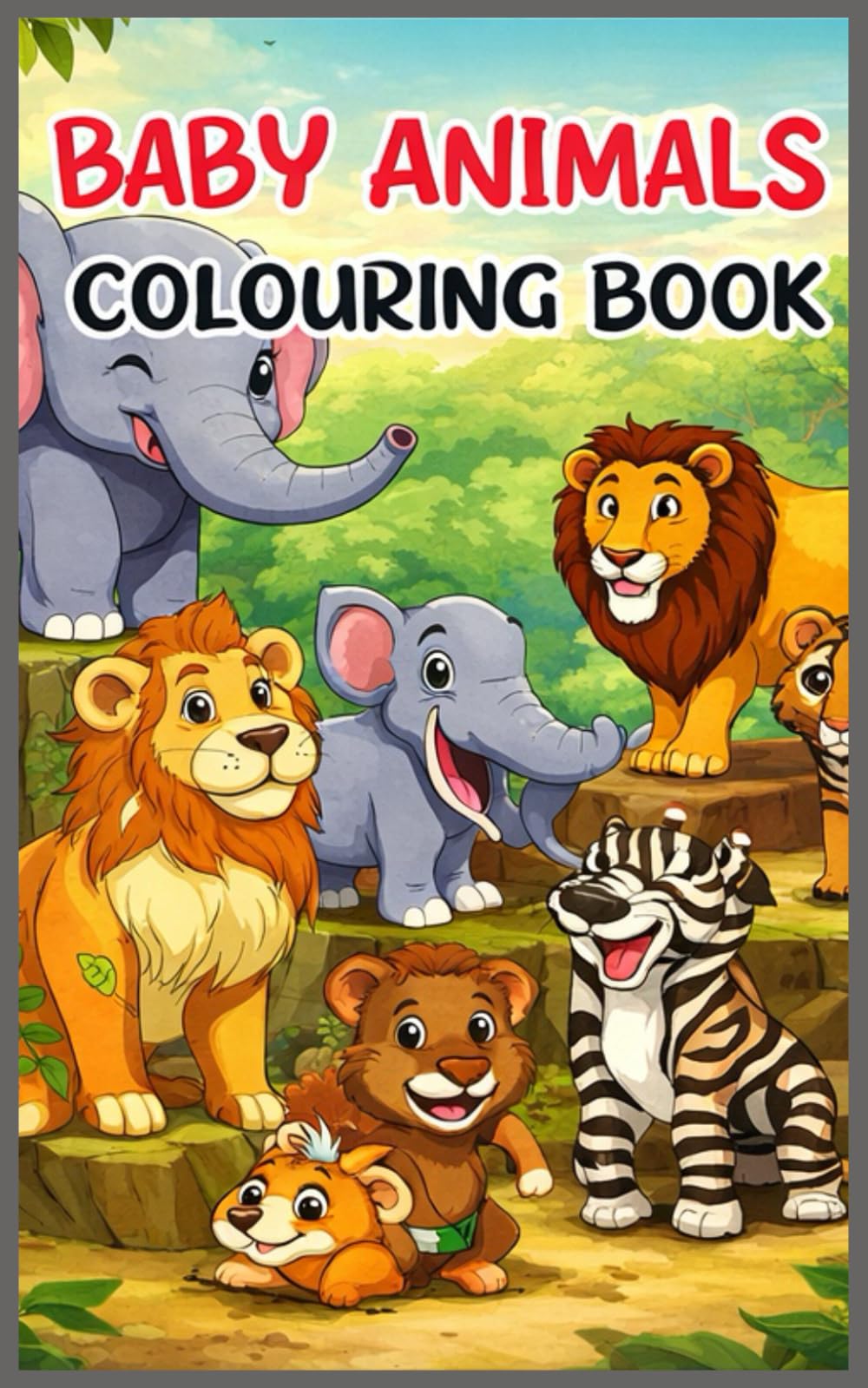 Baby Animals Colouring Book: Colorful Dreams: A Relaxing Coloring Adventure for Kids Unwind with Easy and Fun Coloring Pages