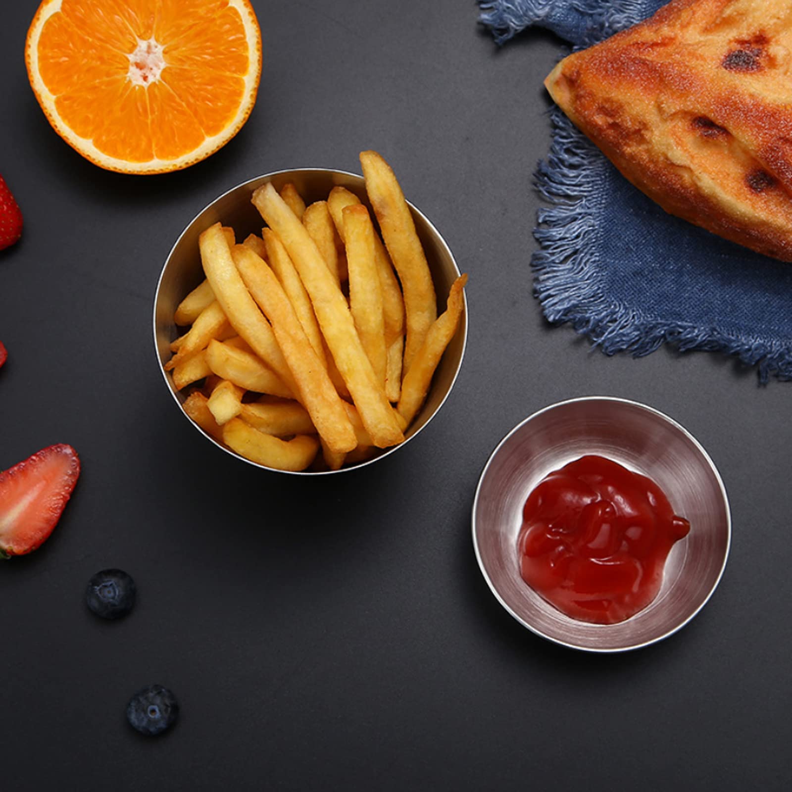 4 Pièces Bol à Trempette, Bol à Sauce En Acier Inoxydable