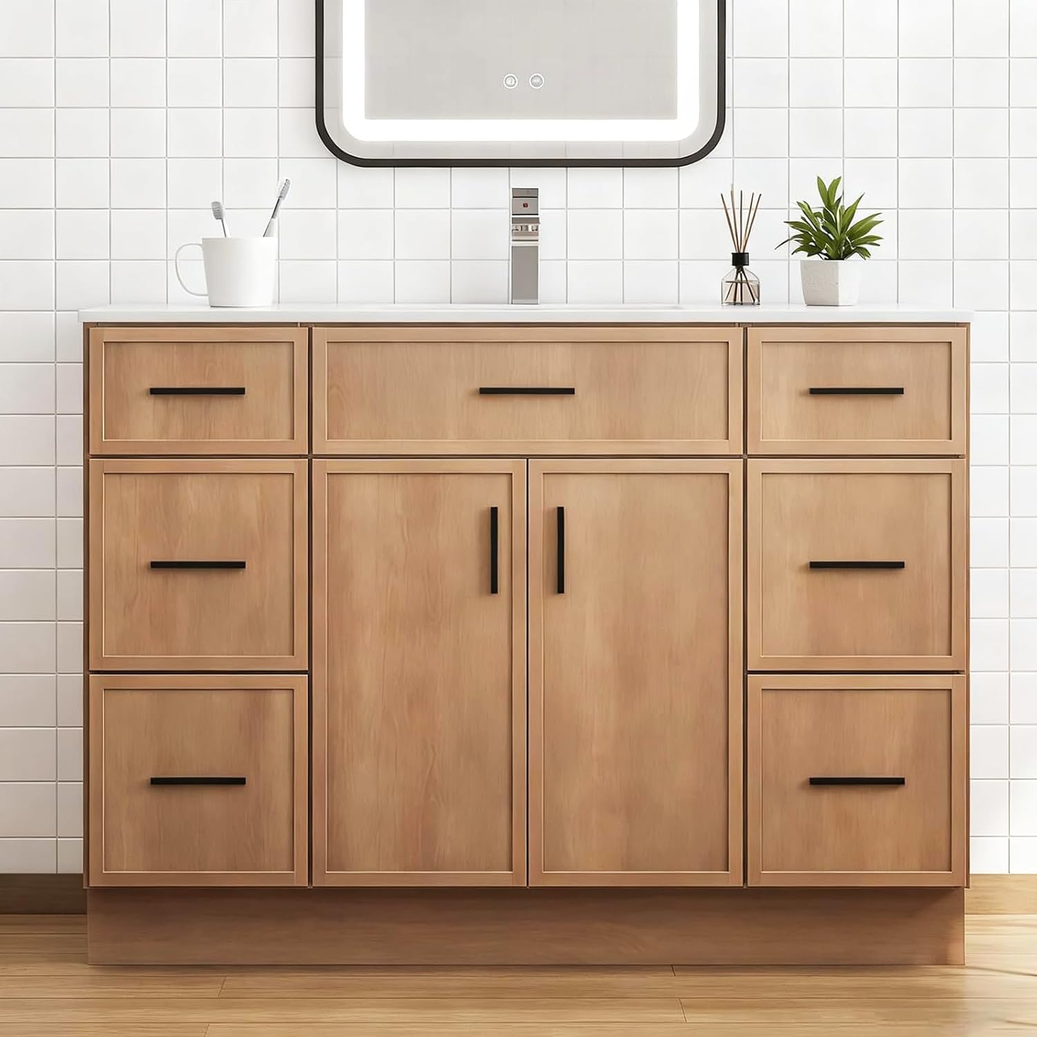 48-Inch Bathroom Vanity with Ceramic Sink and Countertop
