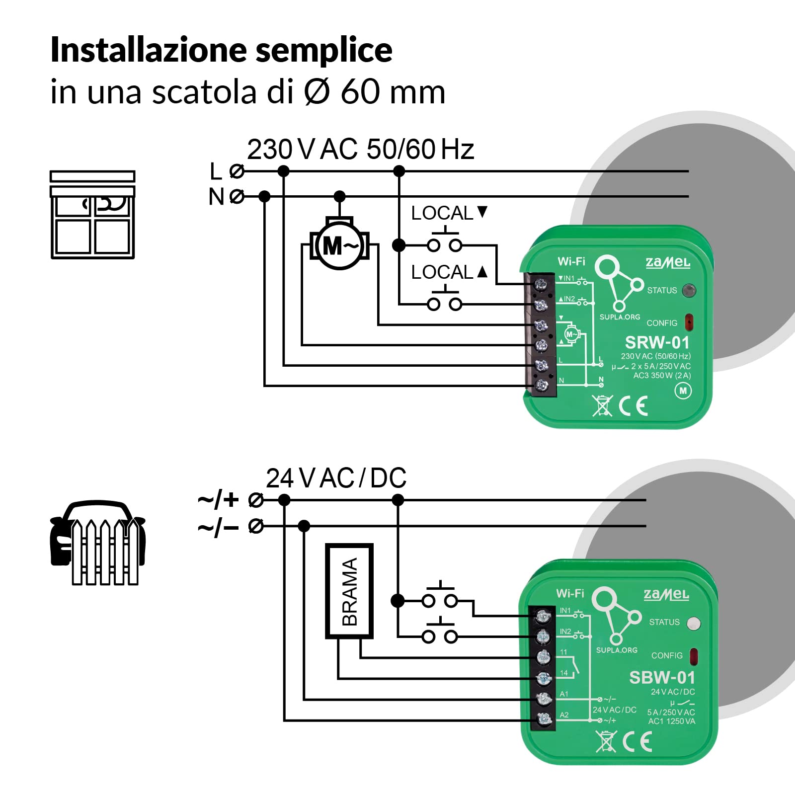 Supla Zamel - Telecomando Interruttore WiFi per Tapparelle Elettriche I Comando per Tapparella I Radiocomandato Elettrico I Automazione di Casa I Controllo Automatico I ZSW-01
