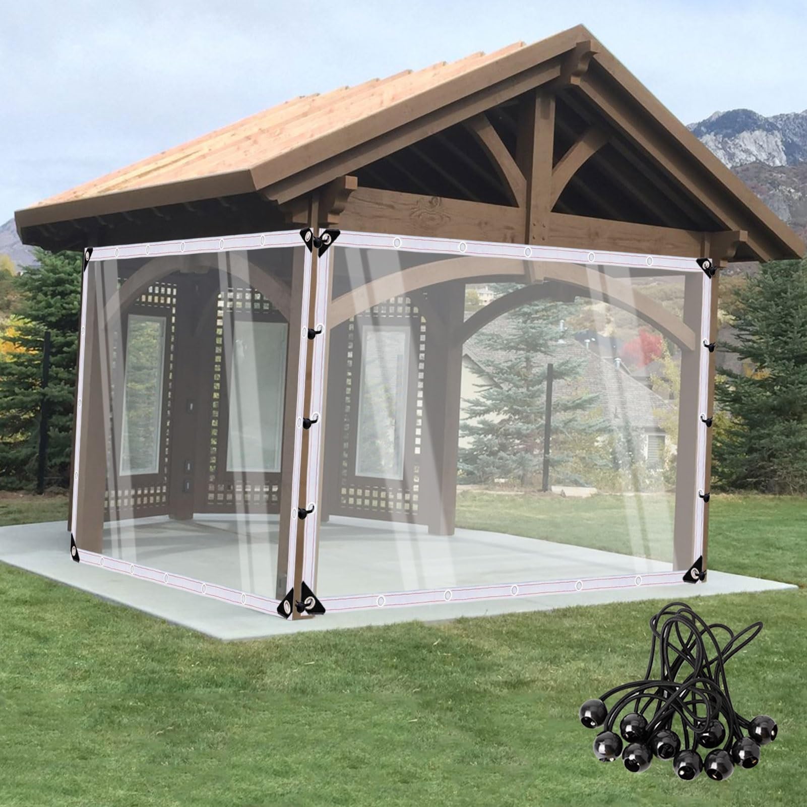 Lona impermeable transparente para pérgola que protege tu cenador exterior