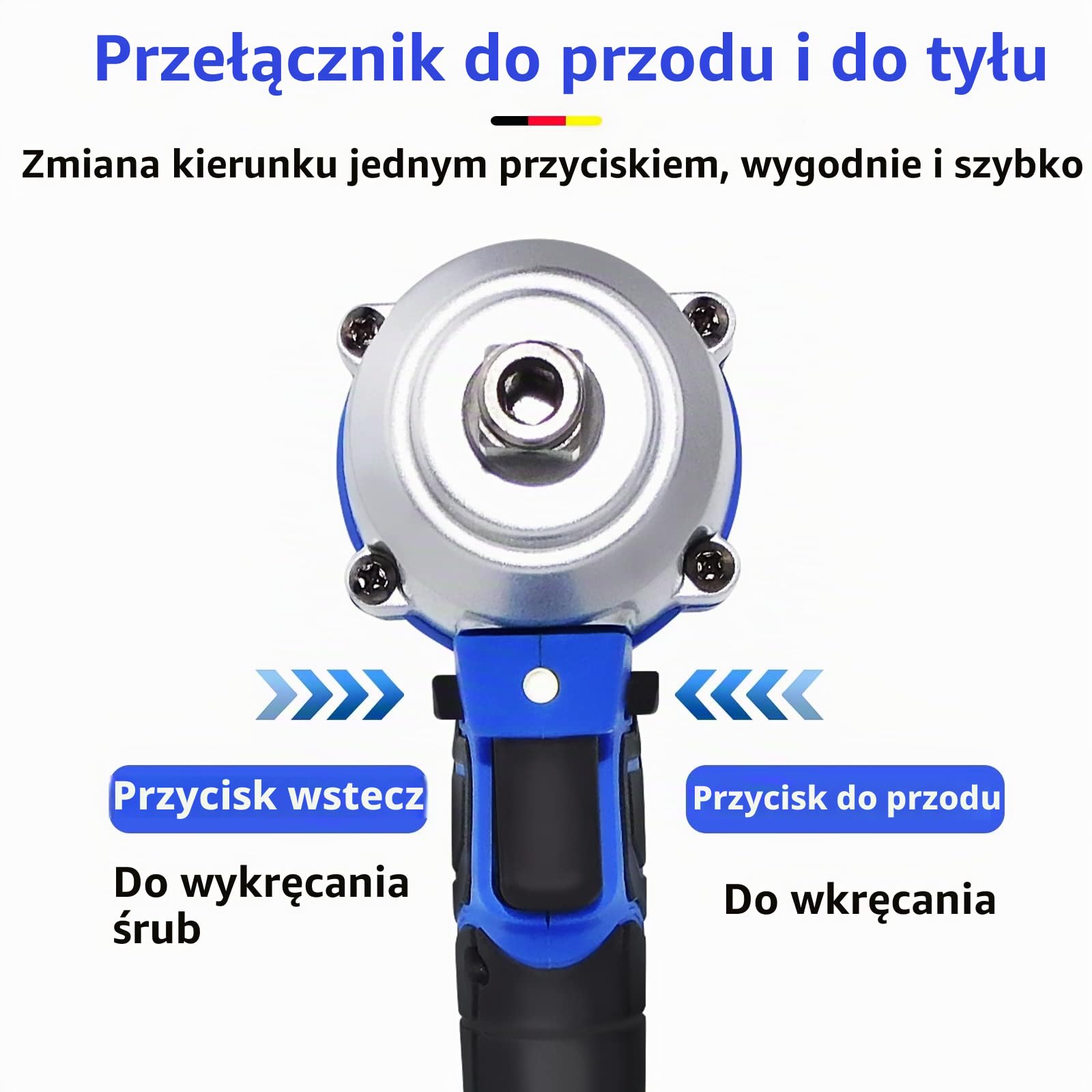 Akumulatorowa wkrętarka udarowy, pistolet 1/2, 3 w 1, bezszczotkowa elektryczna wkrętarka 420 NM, 2300 obr./min, klucz płaski z akumulatorem 6,0 Ah i ładowarką