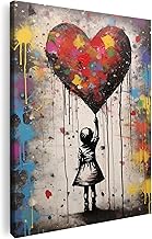 Artmazing Banksy Graffiti Picture Colourful S-Art Pictures Banksy Graffiti Pictures Modern Canvas Pictures XXL Living Room Wall Picture Banksy Graffiti Decoration XXL Picture Canvas XXL Colourful