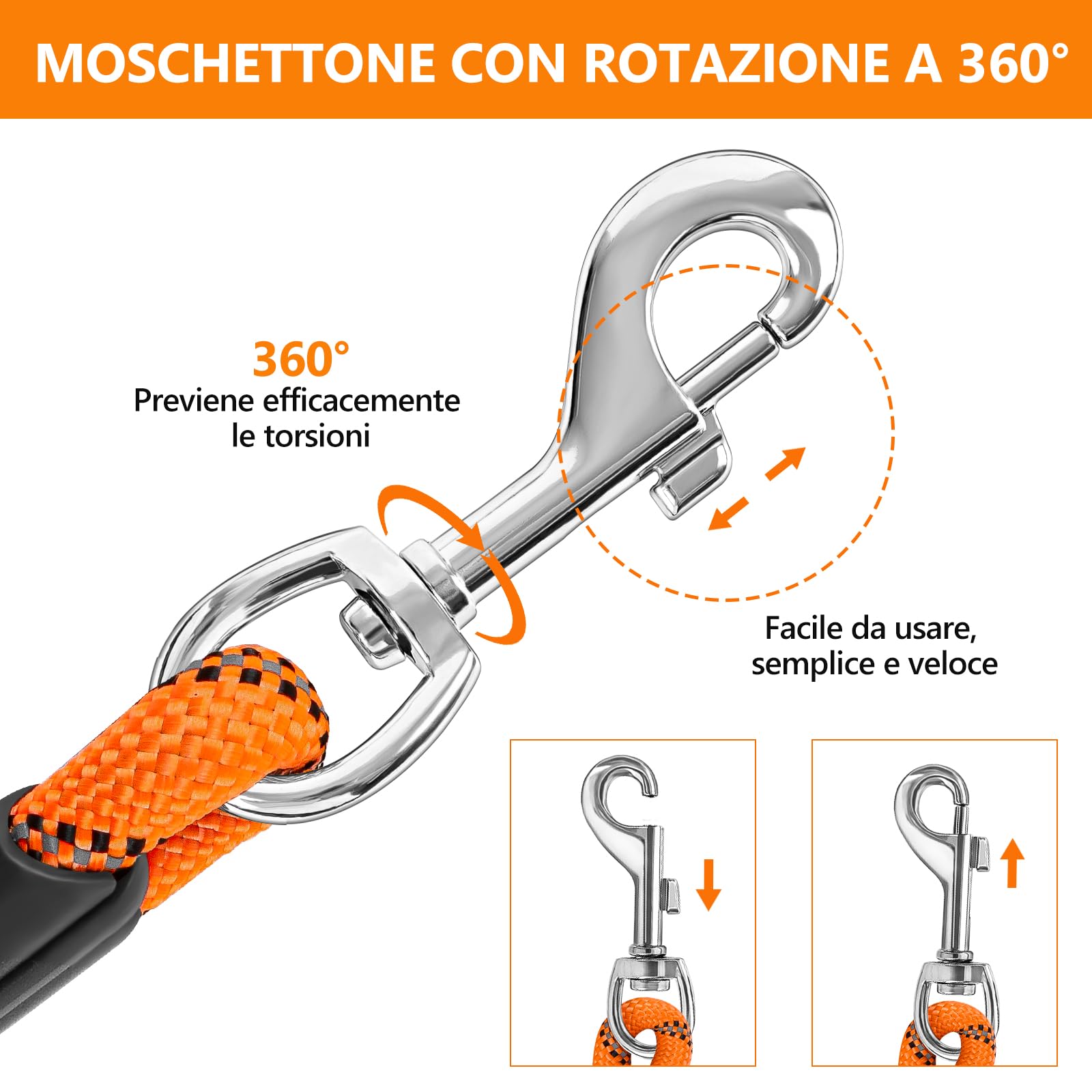 Aystkniet Guinzaglio da Addestramento per Cani, 5M 10M 15M 20M 30M Guinzaglio per Cani con 2 Ganci Girevoli e Fili Riflettenti, Guinzaglio Cane di Taglia Media e Grande, Corda da Legare per Cortile