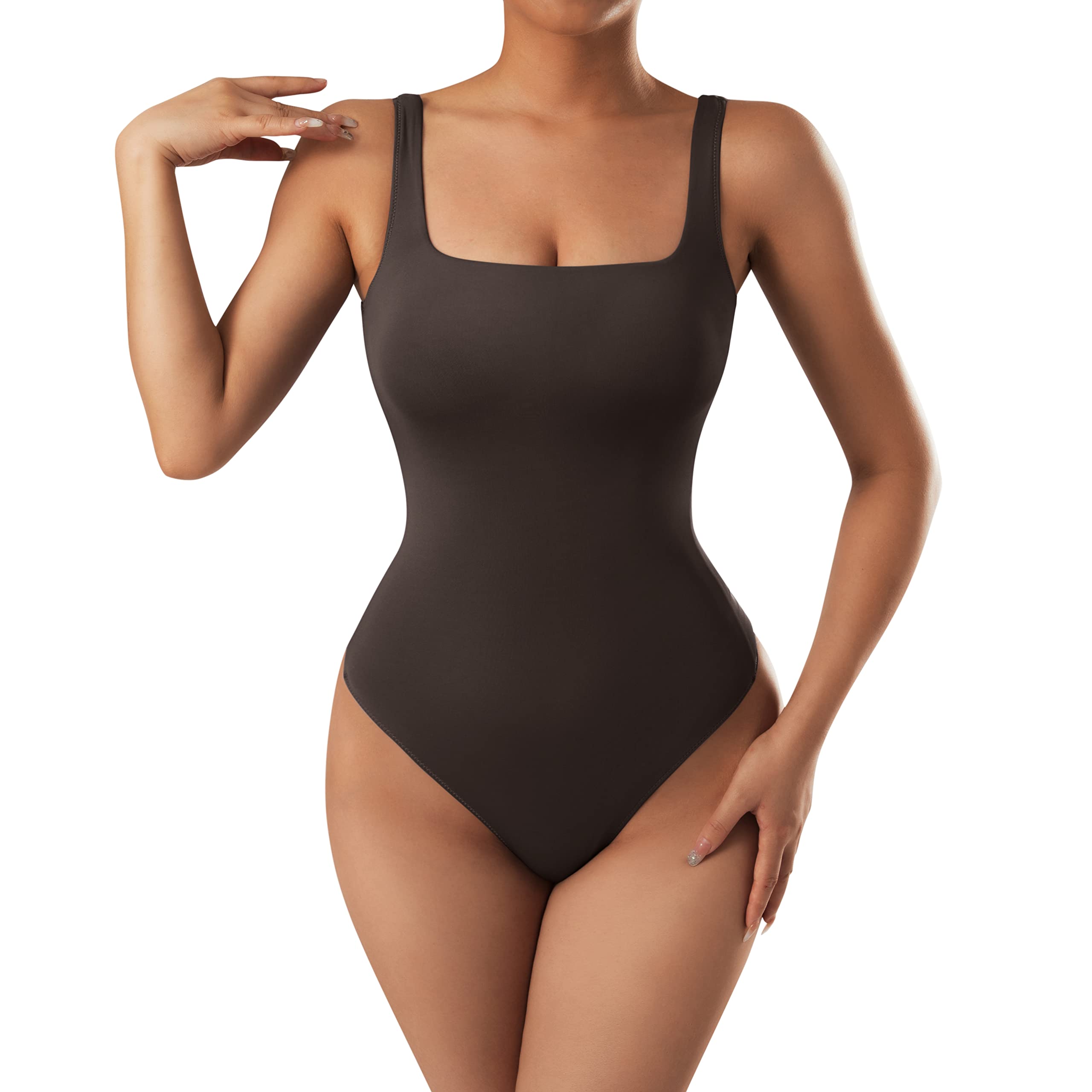 DOULAFASSShapewear for Women Square Neck Thong Backless Ladies Body Suit Tummy Control Tank Bodysuit Shapewear Body Shaper