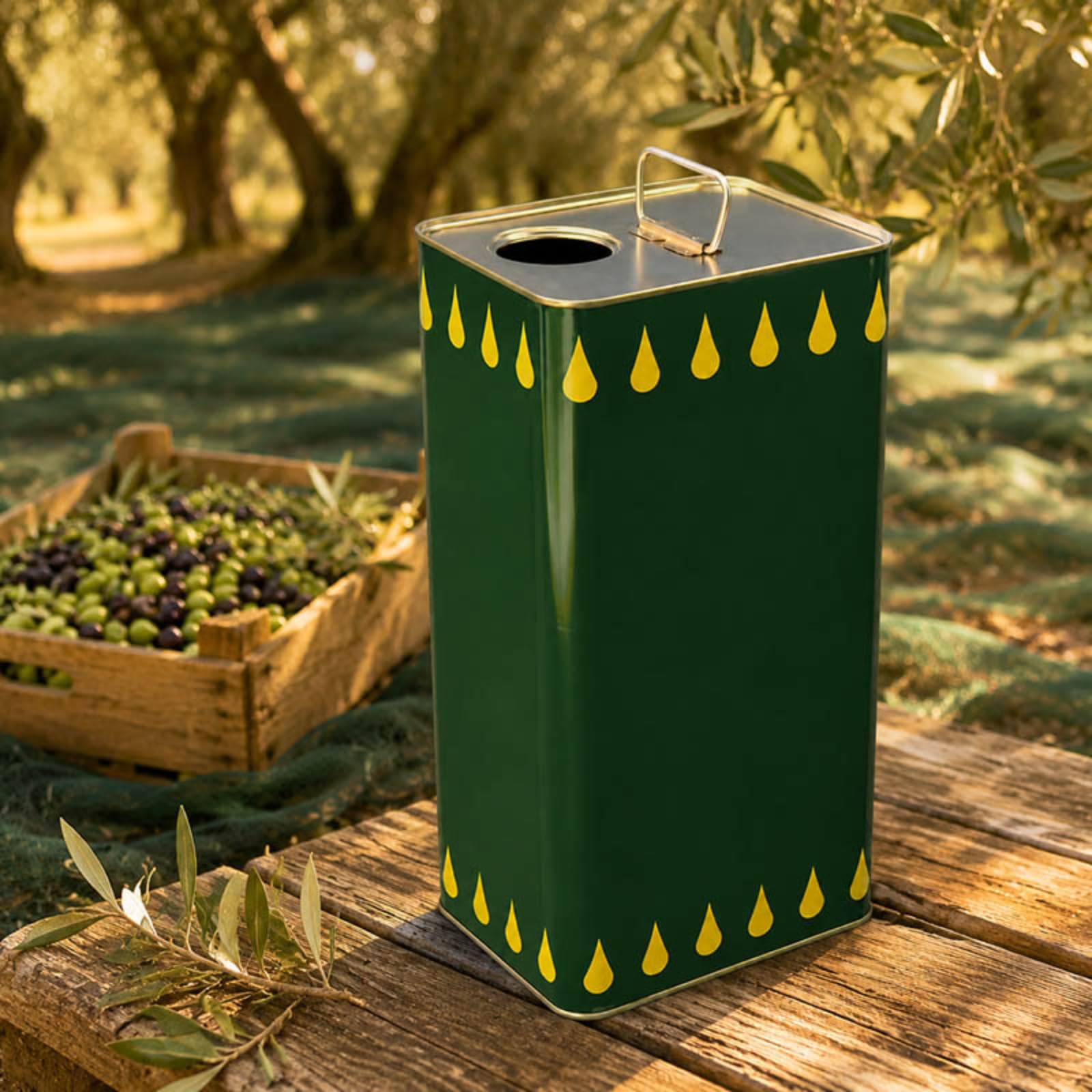Lattina per Olio 3 Lt Latta Vuota in Metallo Rettangolare Verde Resistente