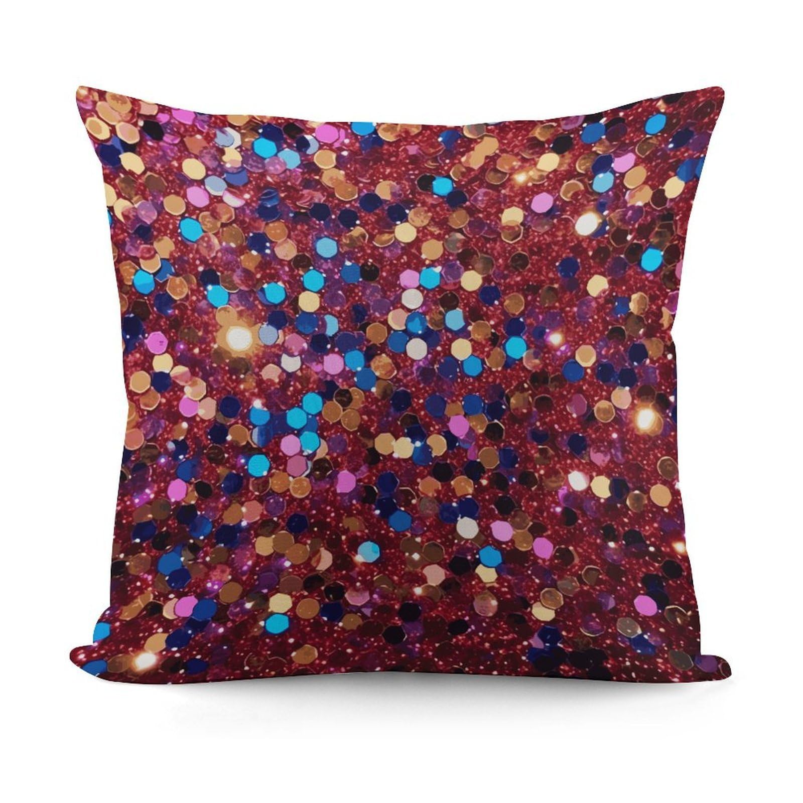 JTREHY Glitter Pattern Pillow Covers Decorative Throw Pillow Covers Soft Decor Couch Cushion Case Modern Square Pillow Cases Summer Pillow Cover for Sofa Living Room 18x18 in