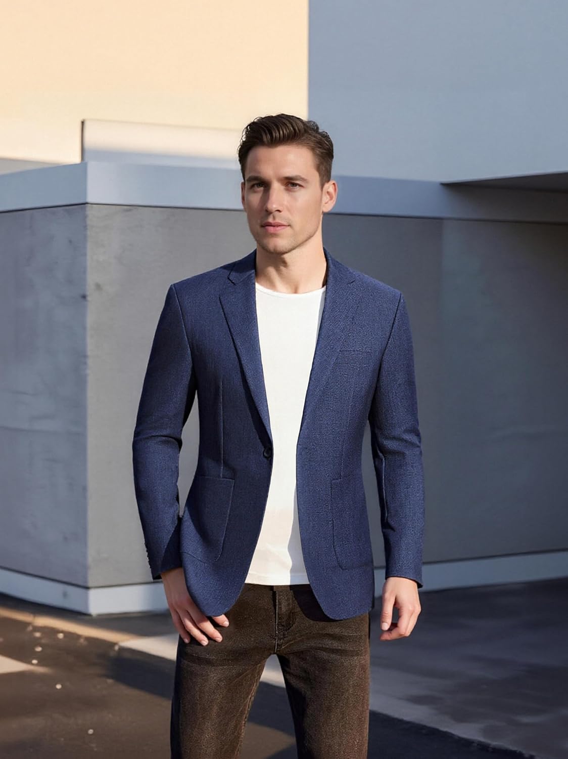 Men's Slim Fit Casual Blazer One Button Sport Coat Lightweight Suit Jacket with Patch Pocket - Image 2