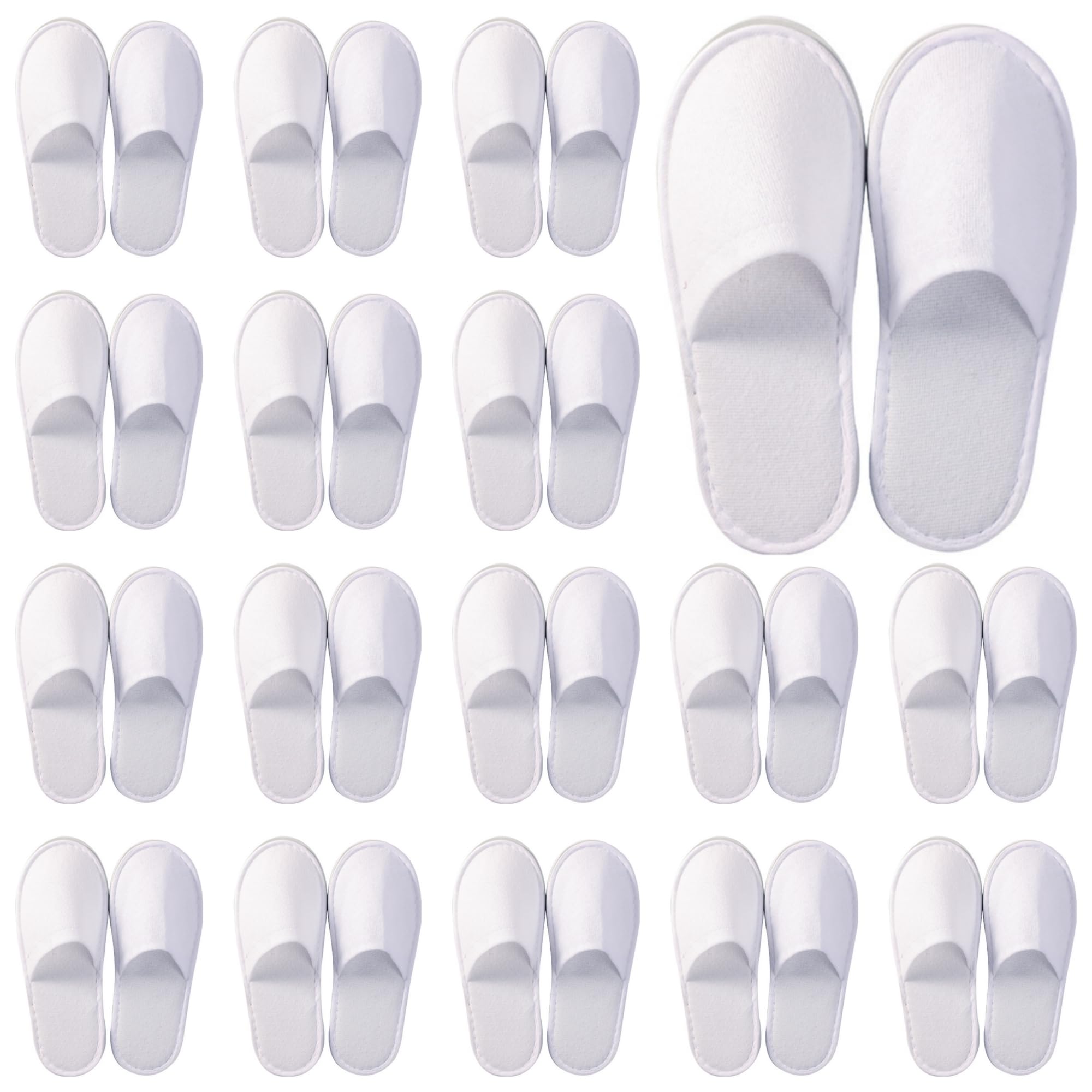 Tokaneit 24 Pares Zapatillas Desechables, Zapatillas de Hotel, Pantuflas Invitados, Pantuflas para Mujer y Hombre, para SPA Invitados a la Fiesta y Viaje (Blanco)