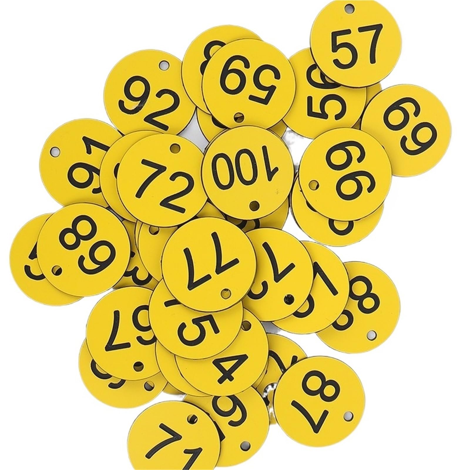 Numerowane zawieszki na klucze, Plastikowe okrągłe znaczniki numeryczne 1-100 grawerowane wielokolorowe 100 szt. Brelok, dom, warsztat