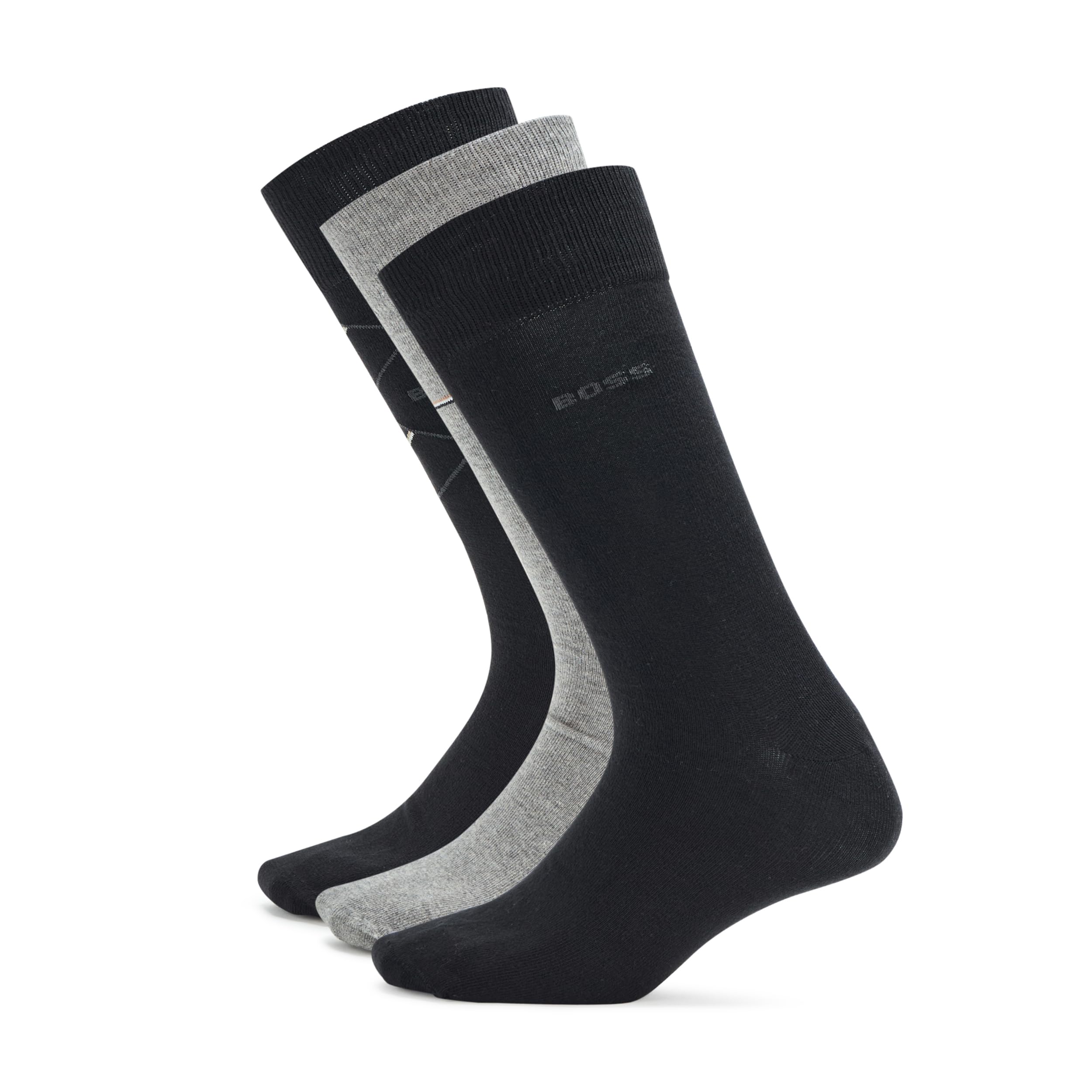 BOSS Men's 3-pack Solid Cotton Socks Gift Set 7-13 Festive Black