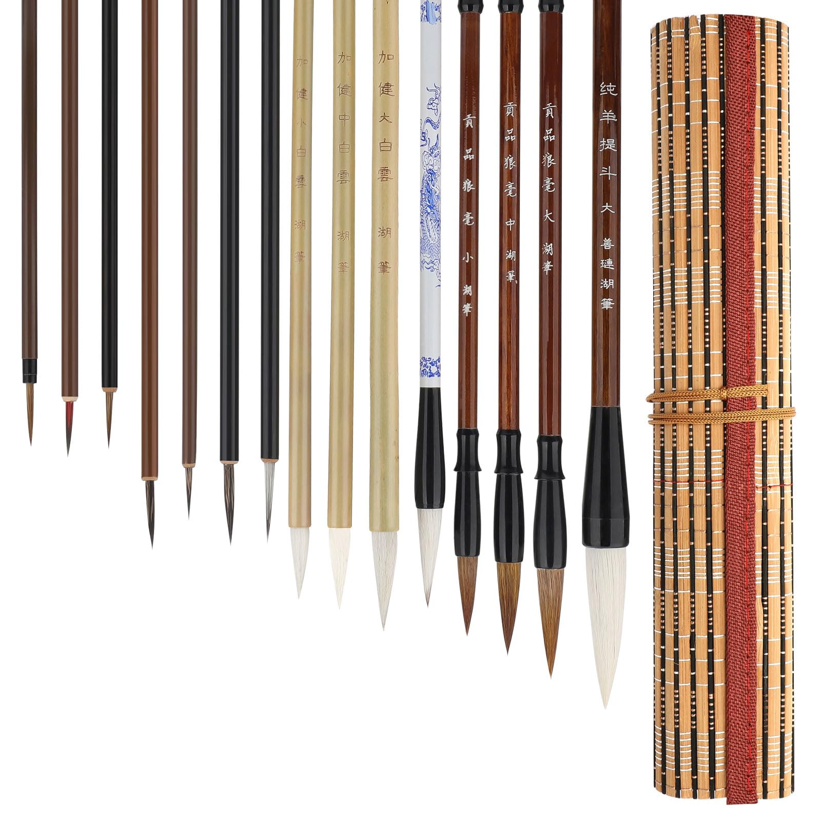 Linkstyle Lot de 15 Pinceaux Calligraphie Chinoise, Tailles Mixtes Pinceau Japonais Sumi éCriture Pinceaux Dessin pour DéButants
