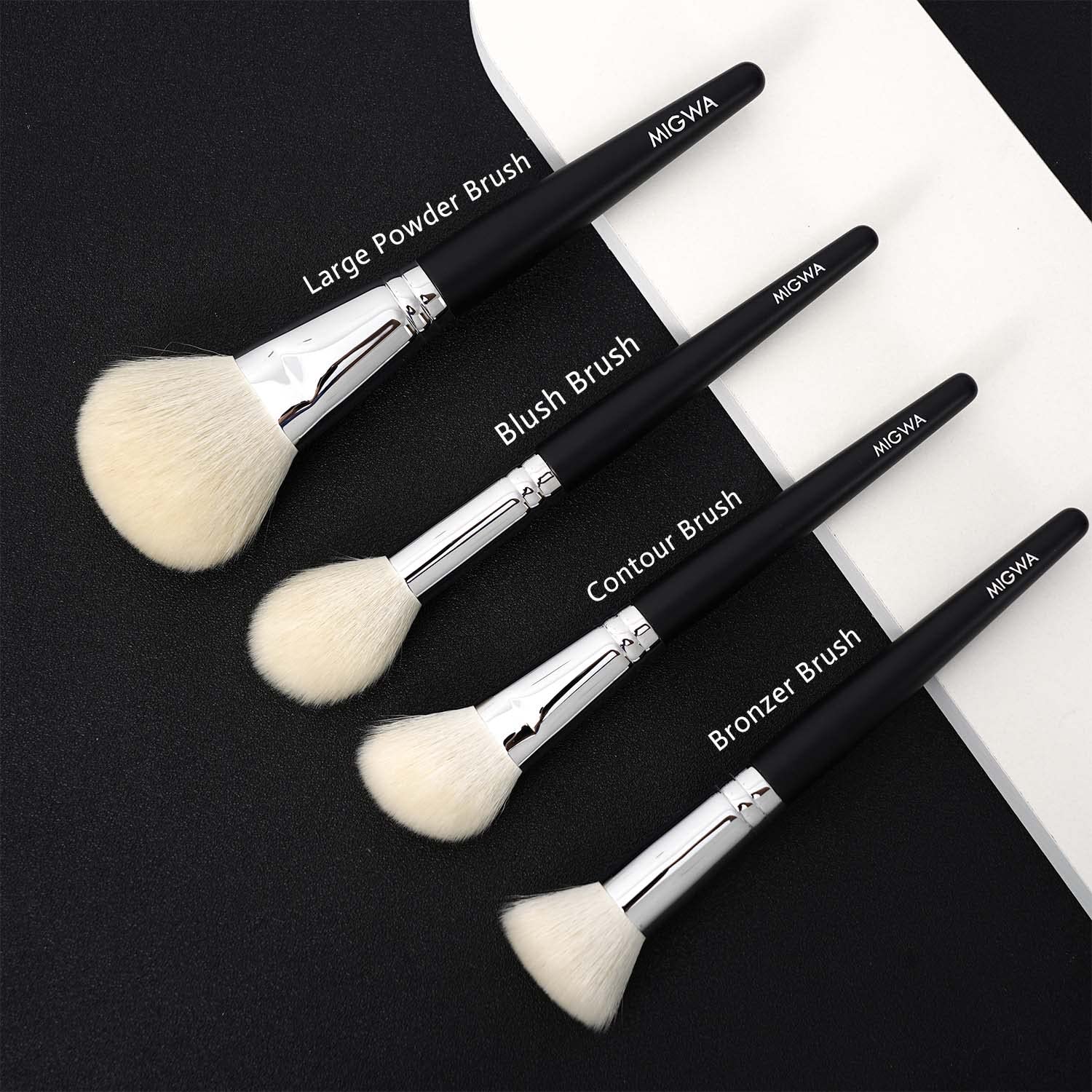 12 Pieces Premium Goat Hair Makeup Brush Set Nature Hair Bristles for Flawless Powder Application Durable Copper Ferrules Includes Eco-Friendly Kraft Paper Storage Case and Elegant Gift Box