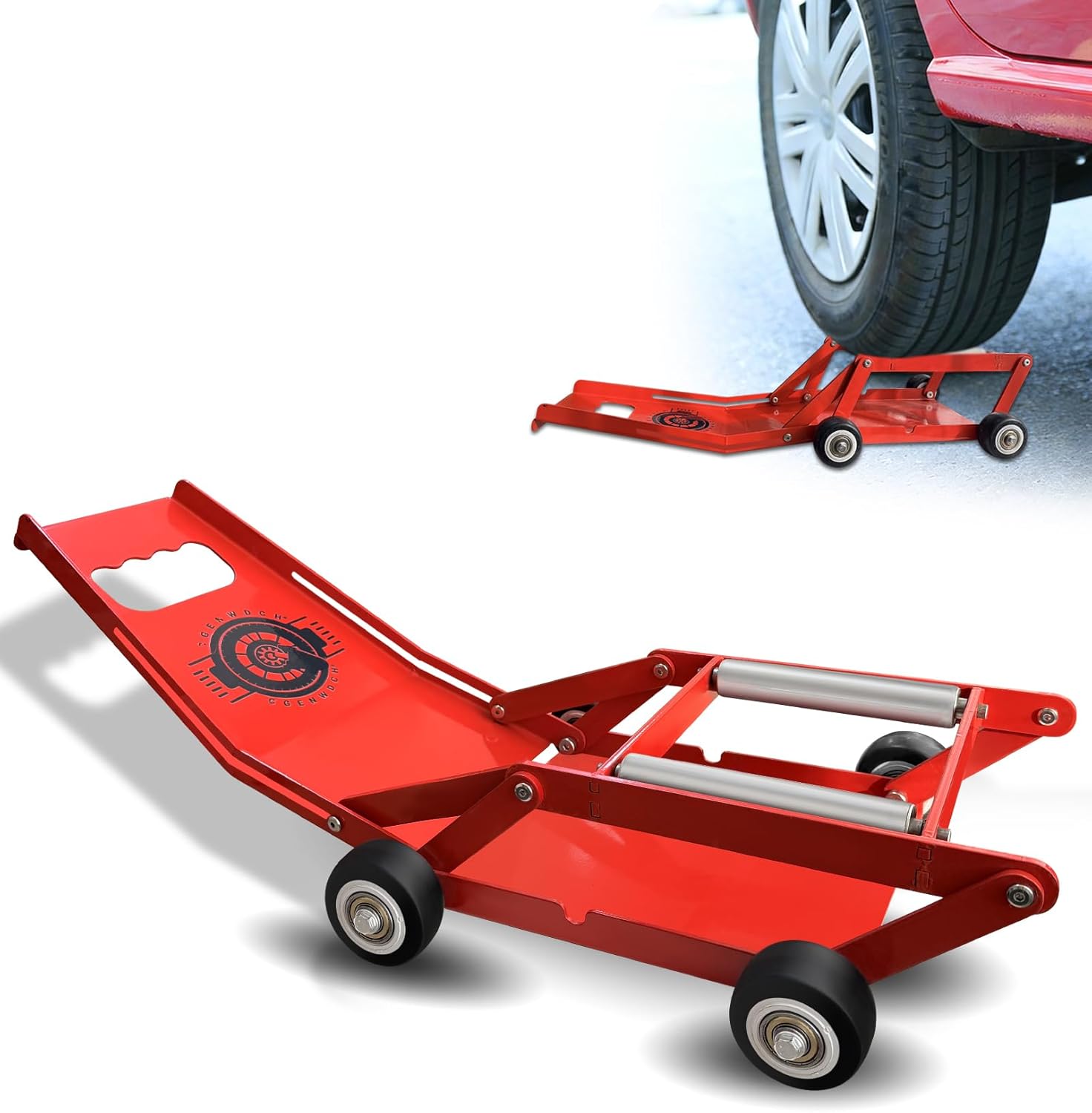 Upgraded Tire Jack Tool with Roller Plate, Portable Tire Lifter Lifting Tool for Car, SUV, Large Off-Road Trucks, Mobile Passenger Cars and Vehicles with Wheel Bolts and Nuts/Foldable