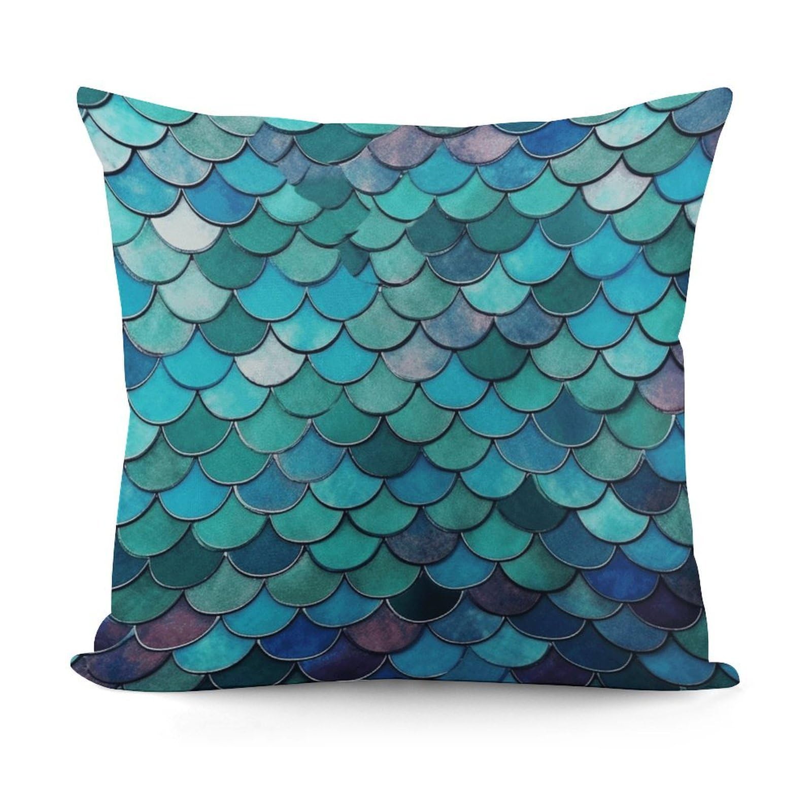VstaDank Decorative Mermaid Throw Pillow Covers Luxury Soft Pillowcases Fluffy Plush Accent Pillow Cases Personalized Square Lumbar Pillows Shells for All Seasons 18" X 18"