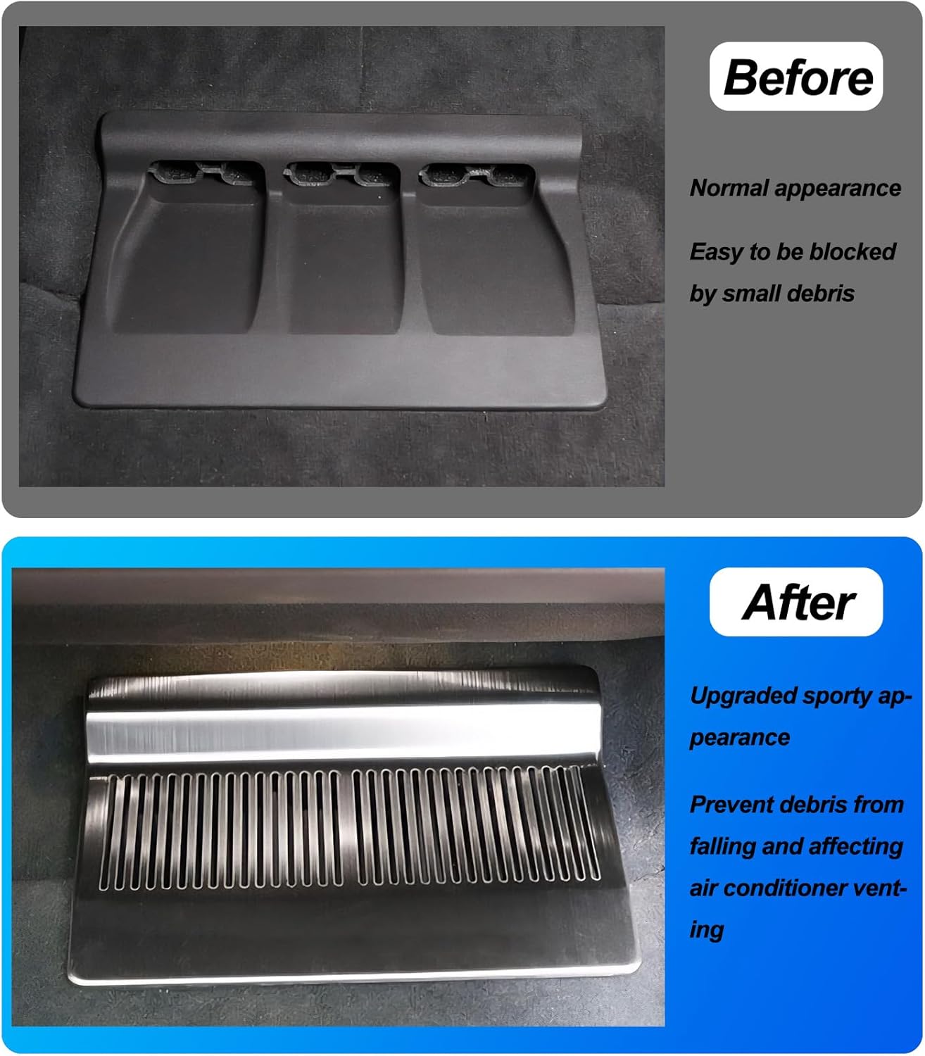 Under Seat Vent Cover for Mercedes Benz GLE W167 350 400d 450, GLE Coupe C167 53 63 AMG, GLS X167 450 580, Front Seat Air Vent Grilles Stainless Steel Material Accessories 2 PCS (Silver)