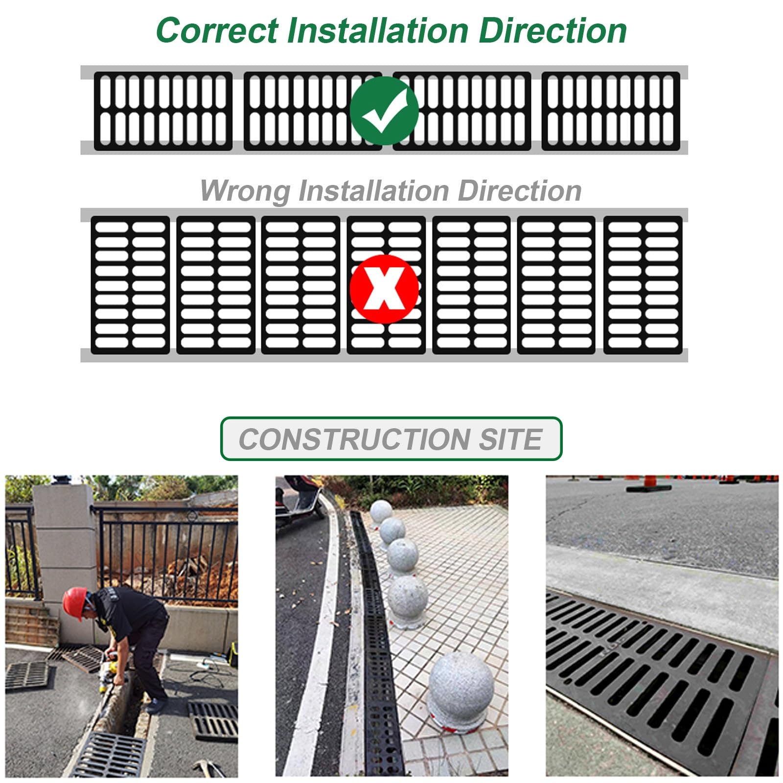 Arqueta de Hierro Dúctil, Tapa para Alcantarillado Cuadrada Negra, para Entradas de Vehículos, Concreto, Patios, Drenaje Rápido(50x50cm/20x20in)