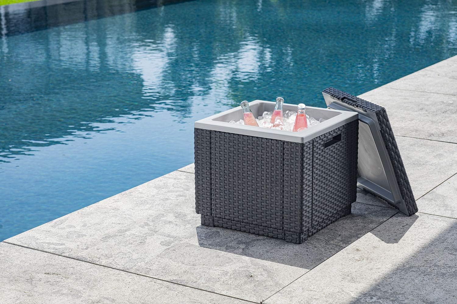 Keter Ice Cube Beer and Wine Cooler Table Perfect for Your Patio, Picnic, and Beach Accessories, Graphite : Patio, Lawn & Garden