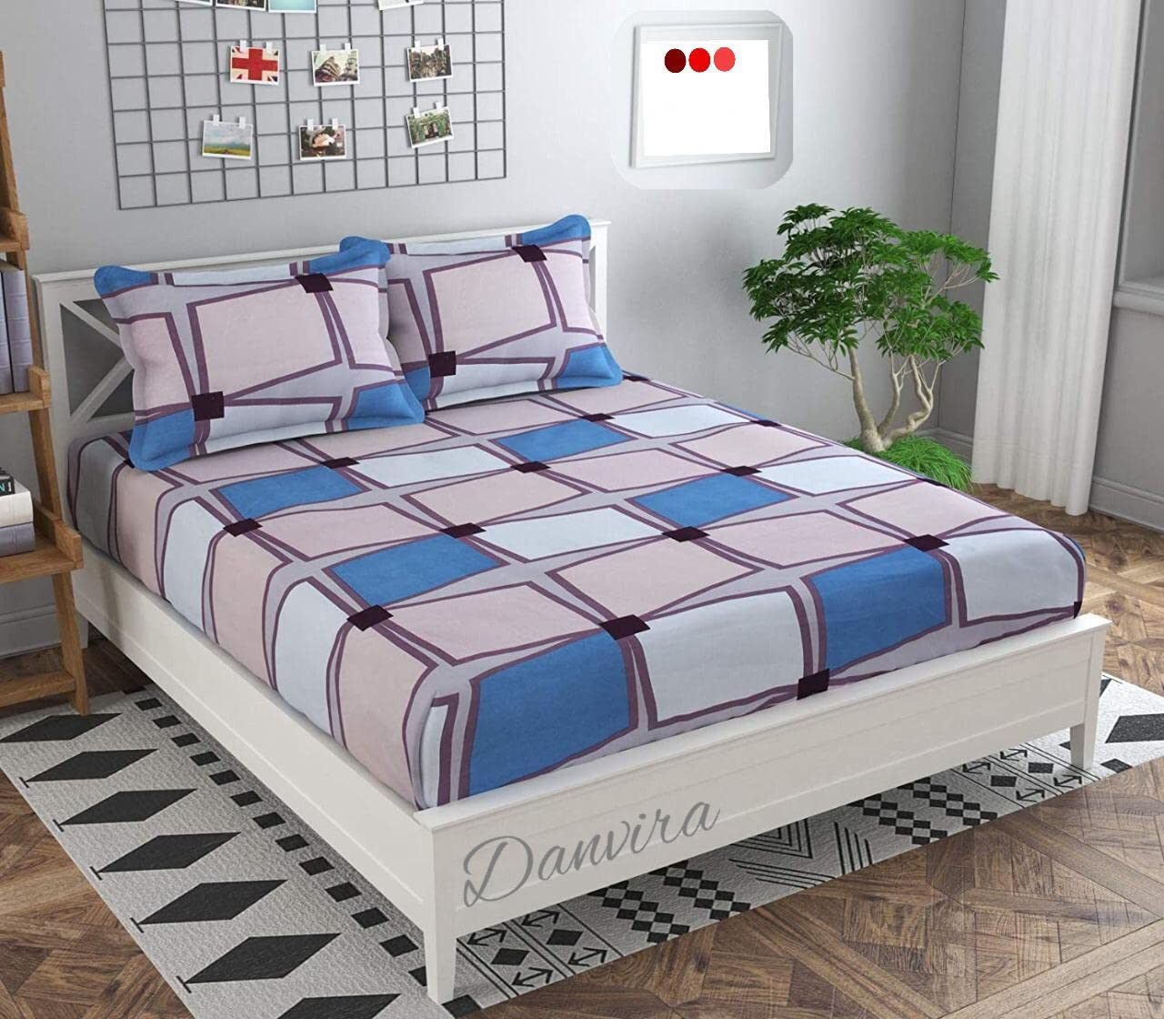 Danvira King Size Cotton Blend Elastic Fitted Double Bed Bedsheet with 2 Pillow Covers - 108x108 Inches (Design -10) (B0B3DJ4YFH) Amazon Price History, Amazon Price Tracker