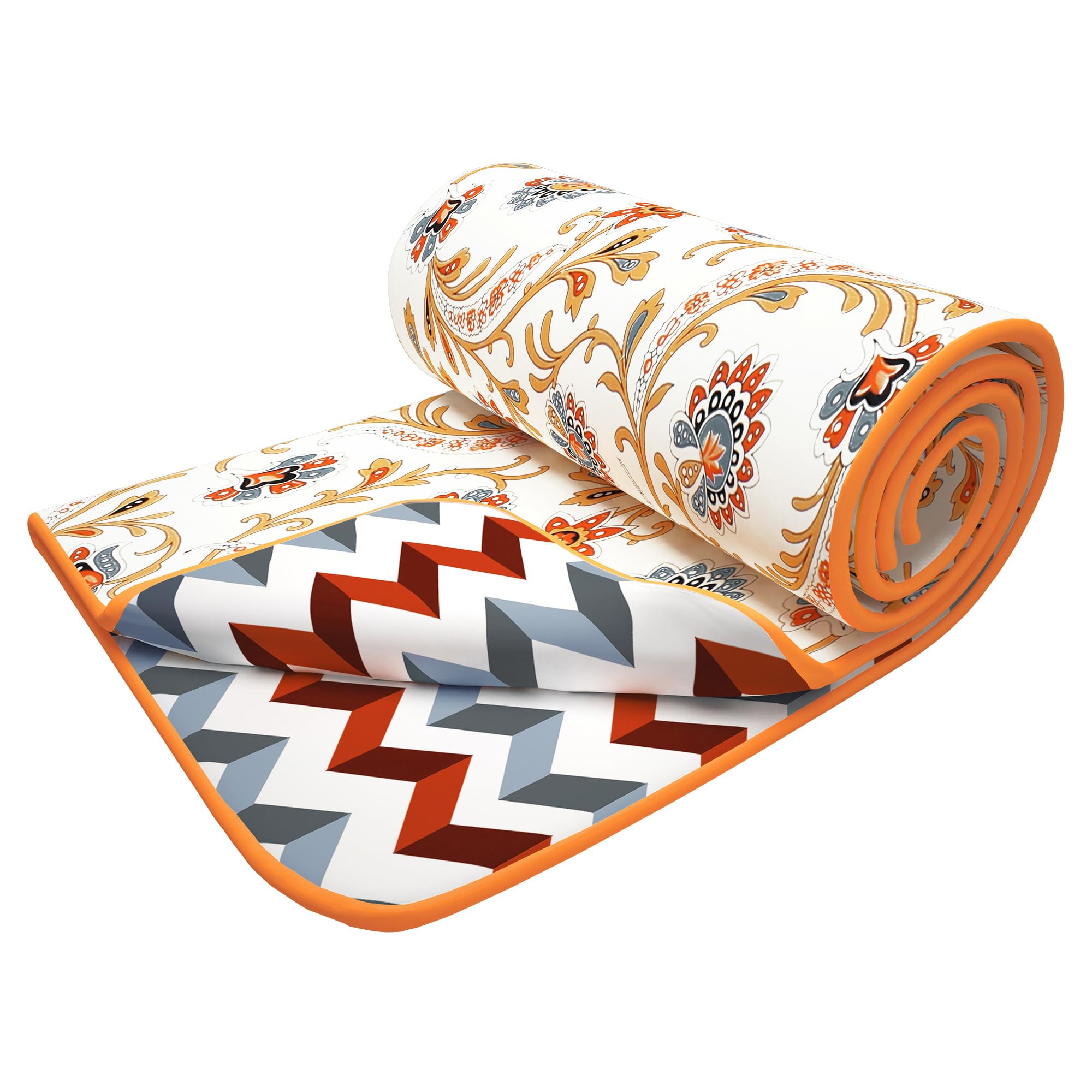 Story@Home Dohar Single Bed | Cotton AC Blanket for Summer | 144x 220CM, 150GSM Ac Comforter Single Bed | AC Blanket for Summer | White & Beige Floral Reversible Quilt | All-Season Blanket-image-11