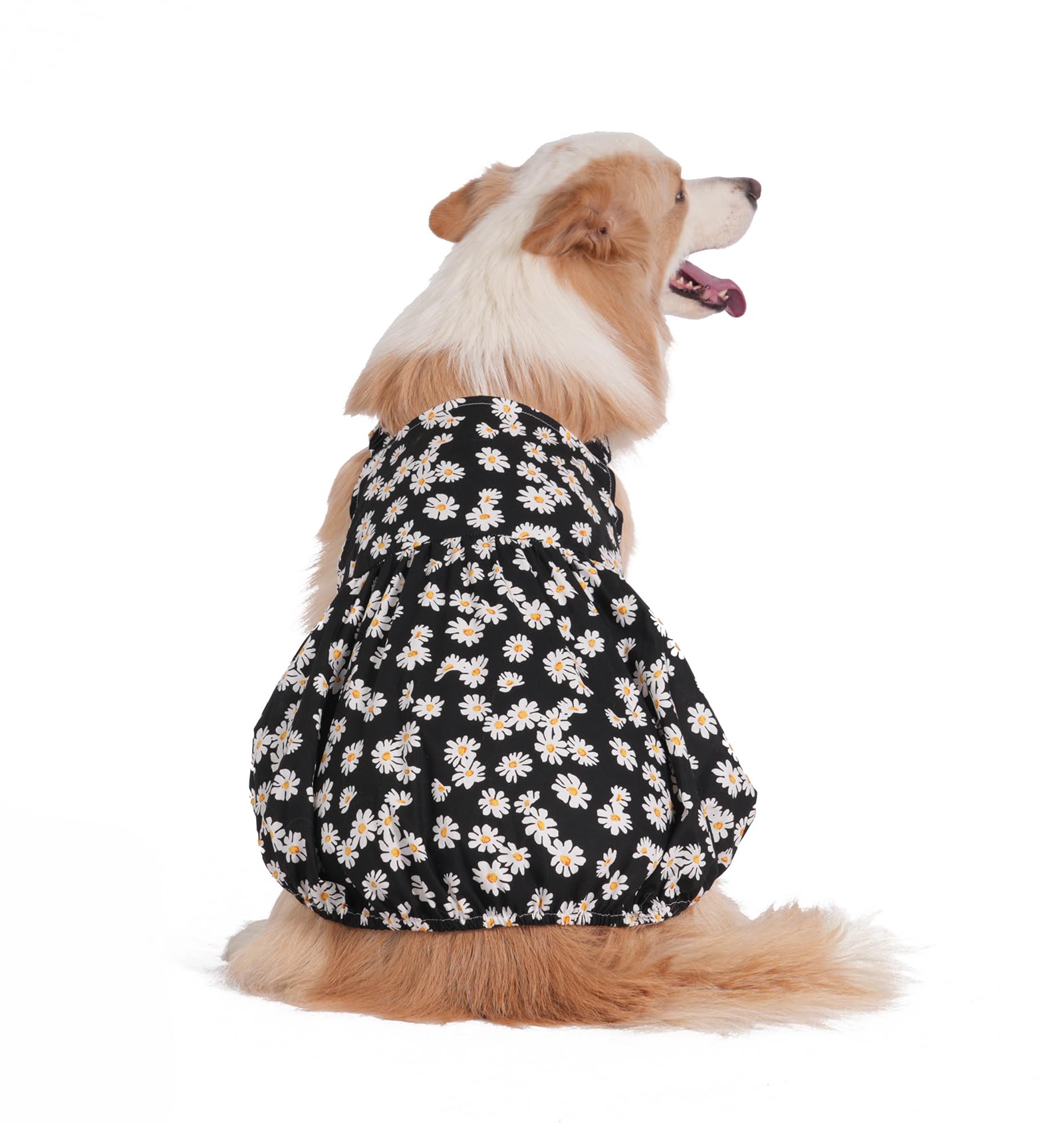 BT Bear Large Dog Dress,Soft Breathable Cotton Pet Princess Skirt Medium Large Dogs Clothes Summer Skirt Black Daisy,4XL — image 1