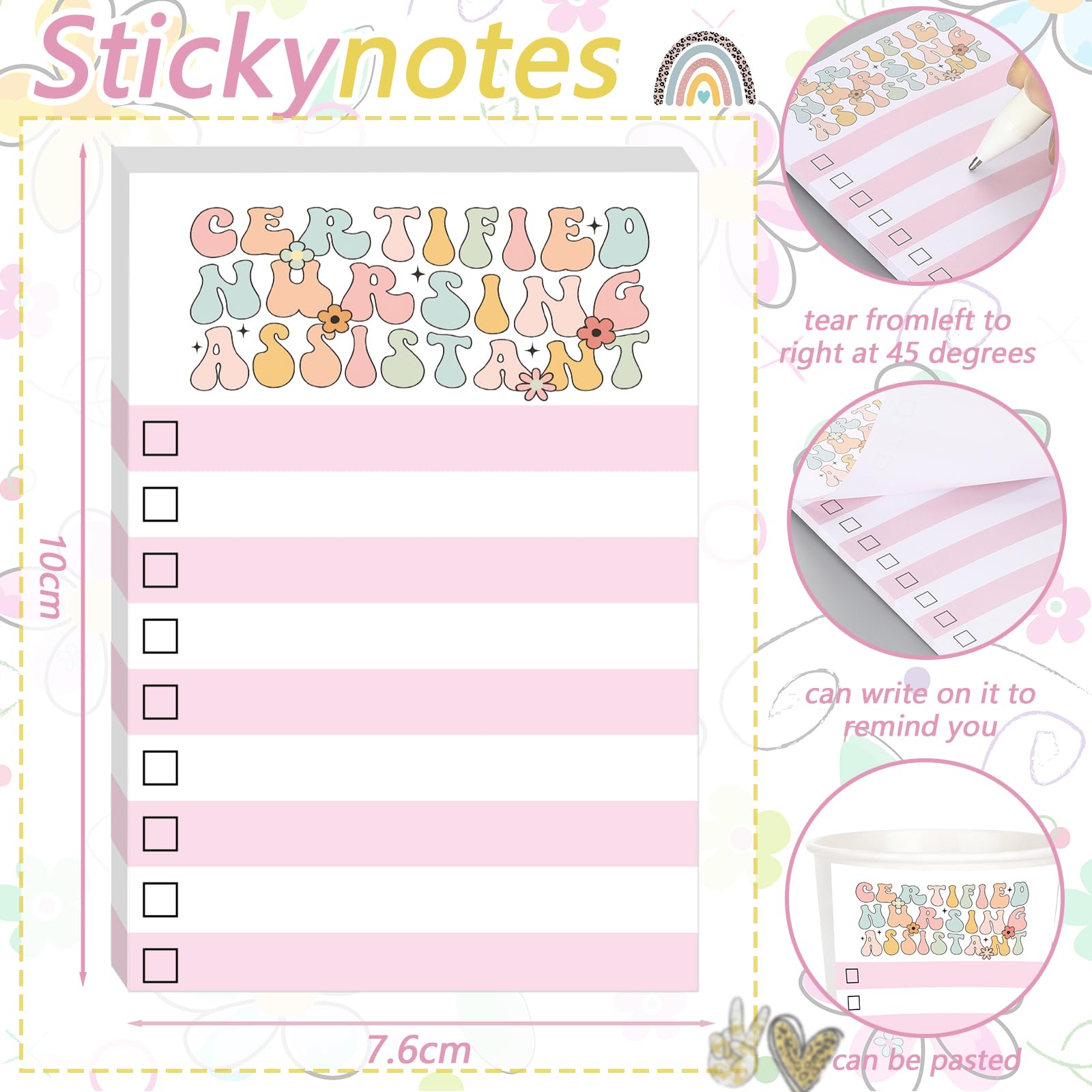 Tinlade 50 Pack CNA Week Gifts Bulk 2026 CNA Gifts Note Pads Certified Nursing Assistant Staff Appreciation Gift for Women Girls Nurse Certified Nursing Assistant Graduate Medical Student