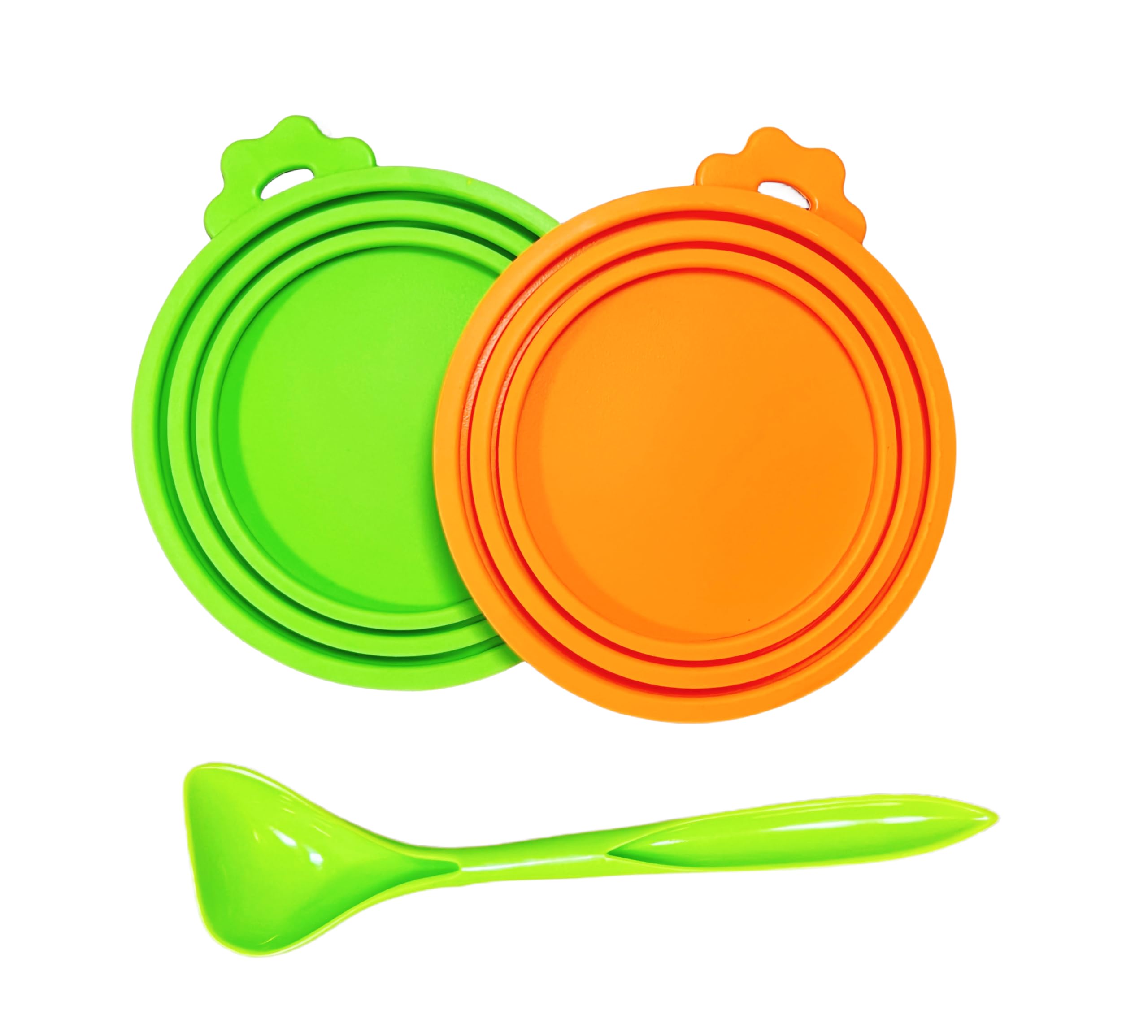 MoPawKT- Pet Food Can Covers, Silicone Can Lids for Cat/Dog Food, Universal 3 Sizes for Most of Standard Food Cans, BPA Free Reusable (2 lids+1 spoon)