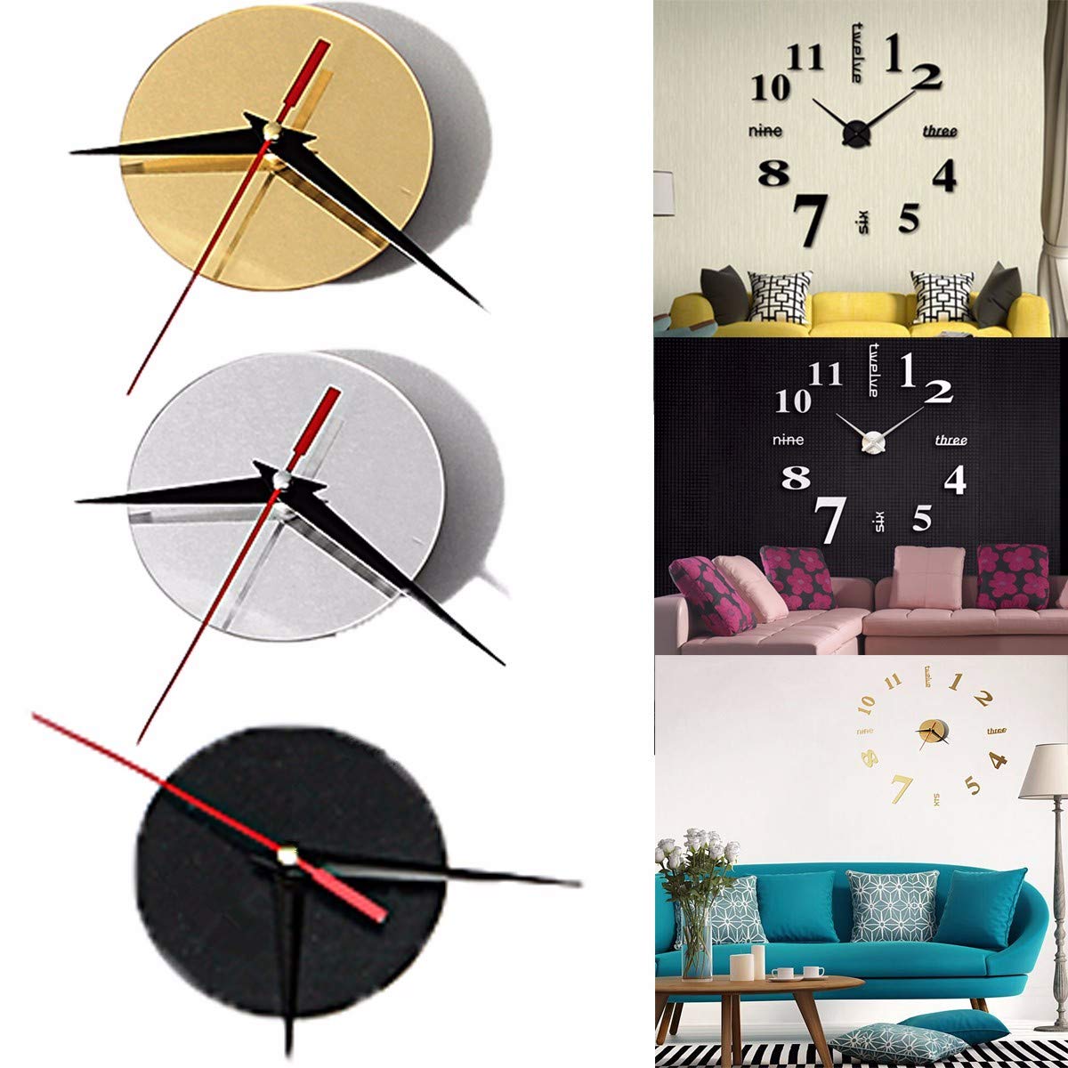 Mouvement D'horloge Murale Silencieux à Quartz - Aiguilles Noires - Tige 20mm - Pour Cadran 30-35cm - Pile AA Non Incluse - 6